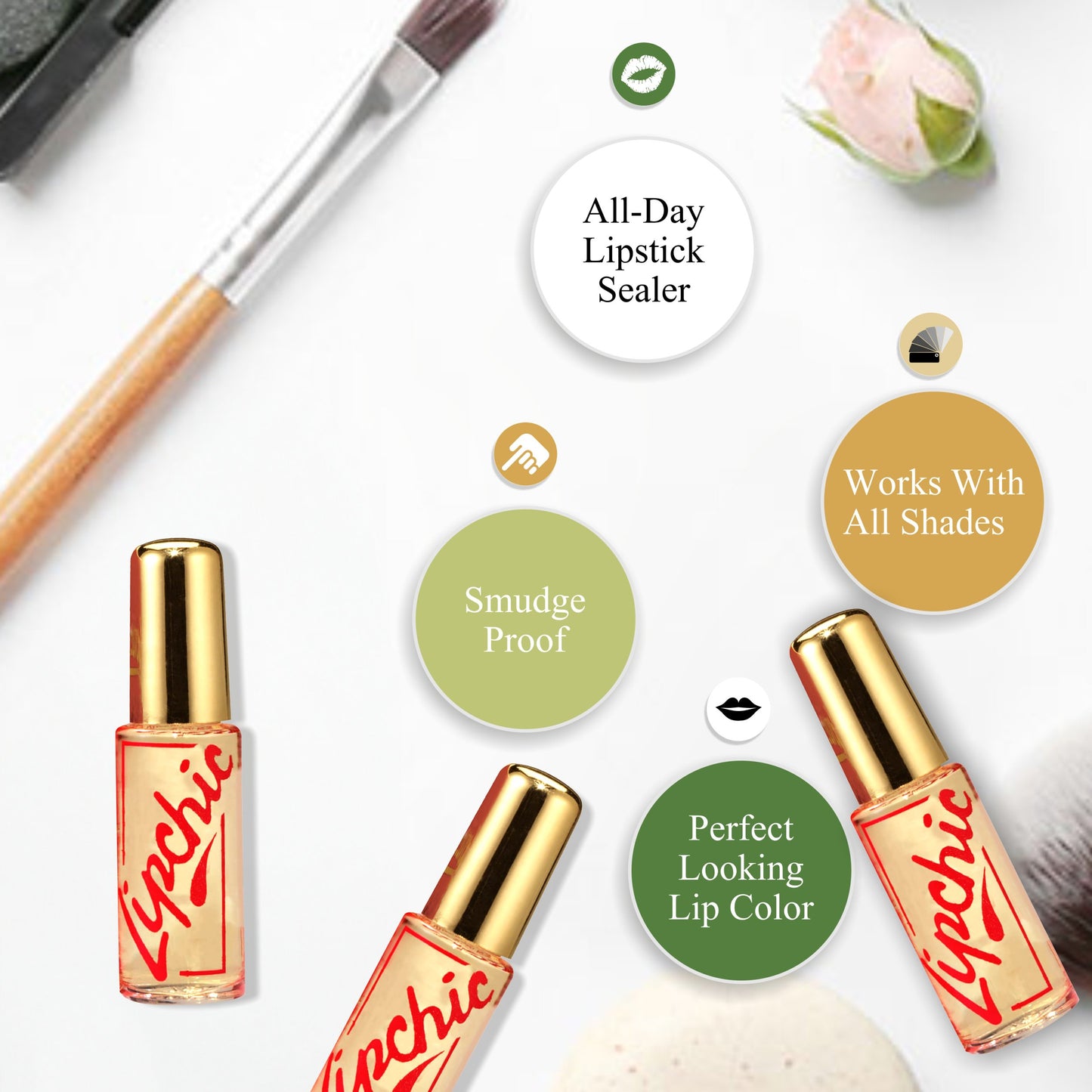 Ella International Lip Chic – 3-Pack All-Day Lipstick Sealer (0.25 oz Each)
