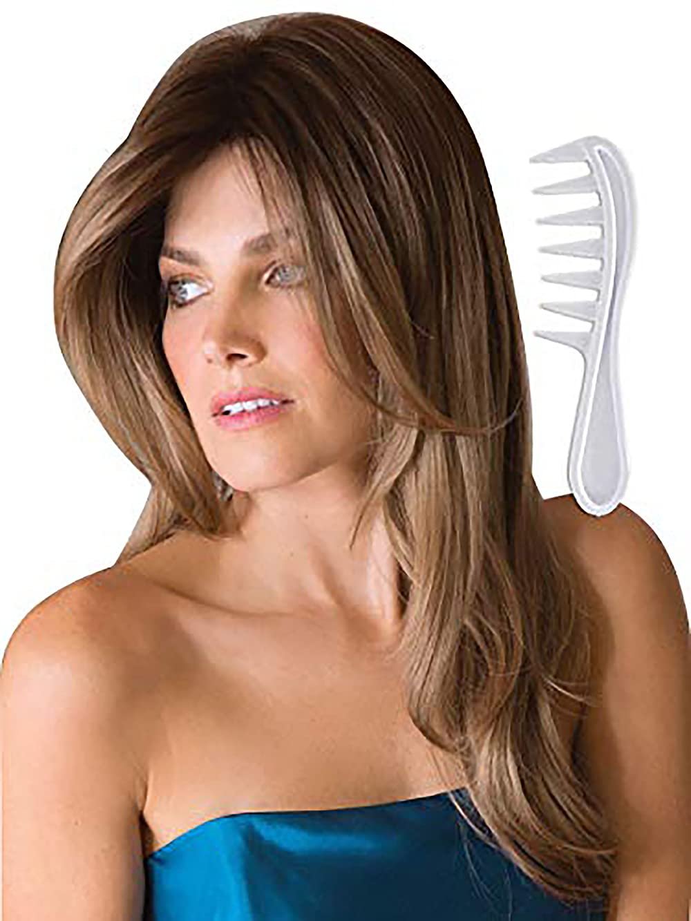 Noriko Angelica Synthetic Wig by Rene of Paris – Auburn Sugar-R with Wig Lift Comb (2-Piece Bundle)