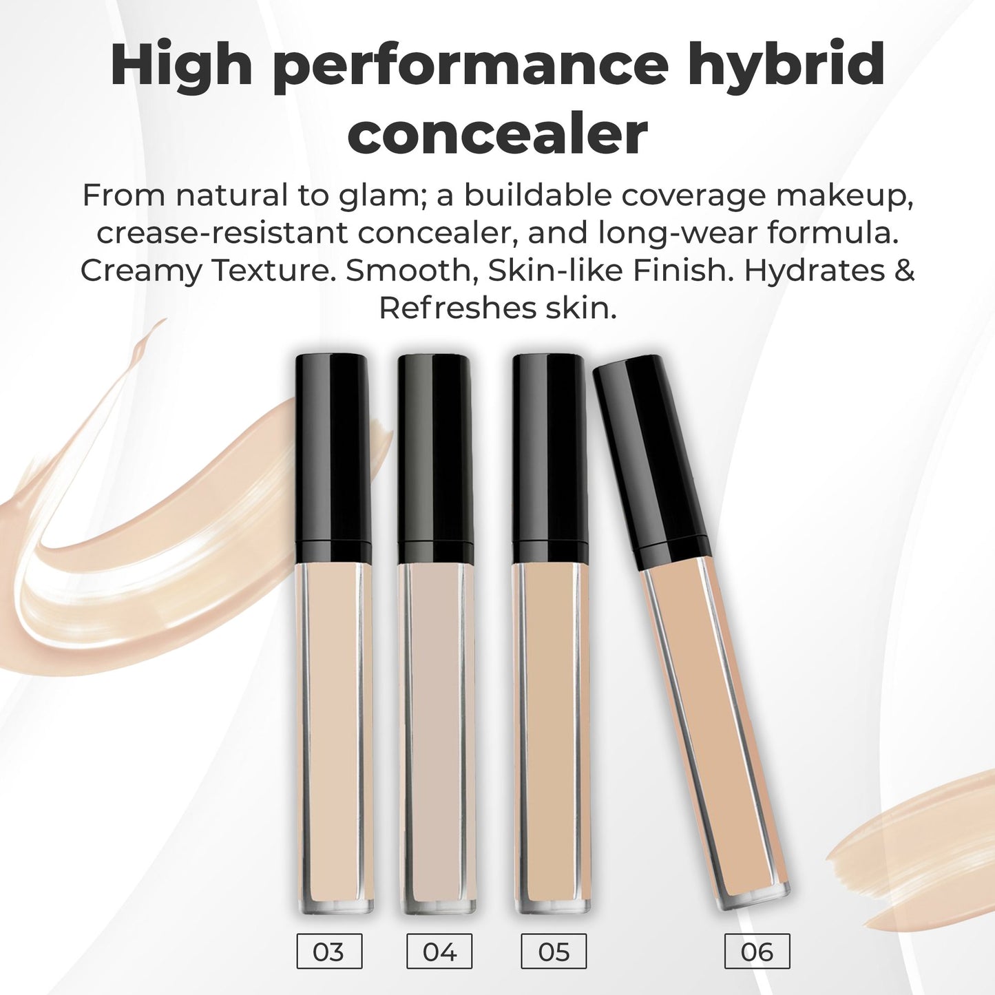 Adjustable Coverage Concealer #06 Medium with Neutral Undertone - Lightweight, Crease-Resistant Formula