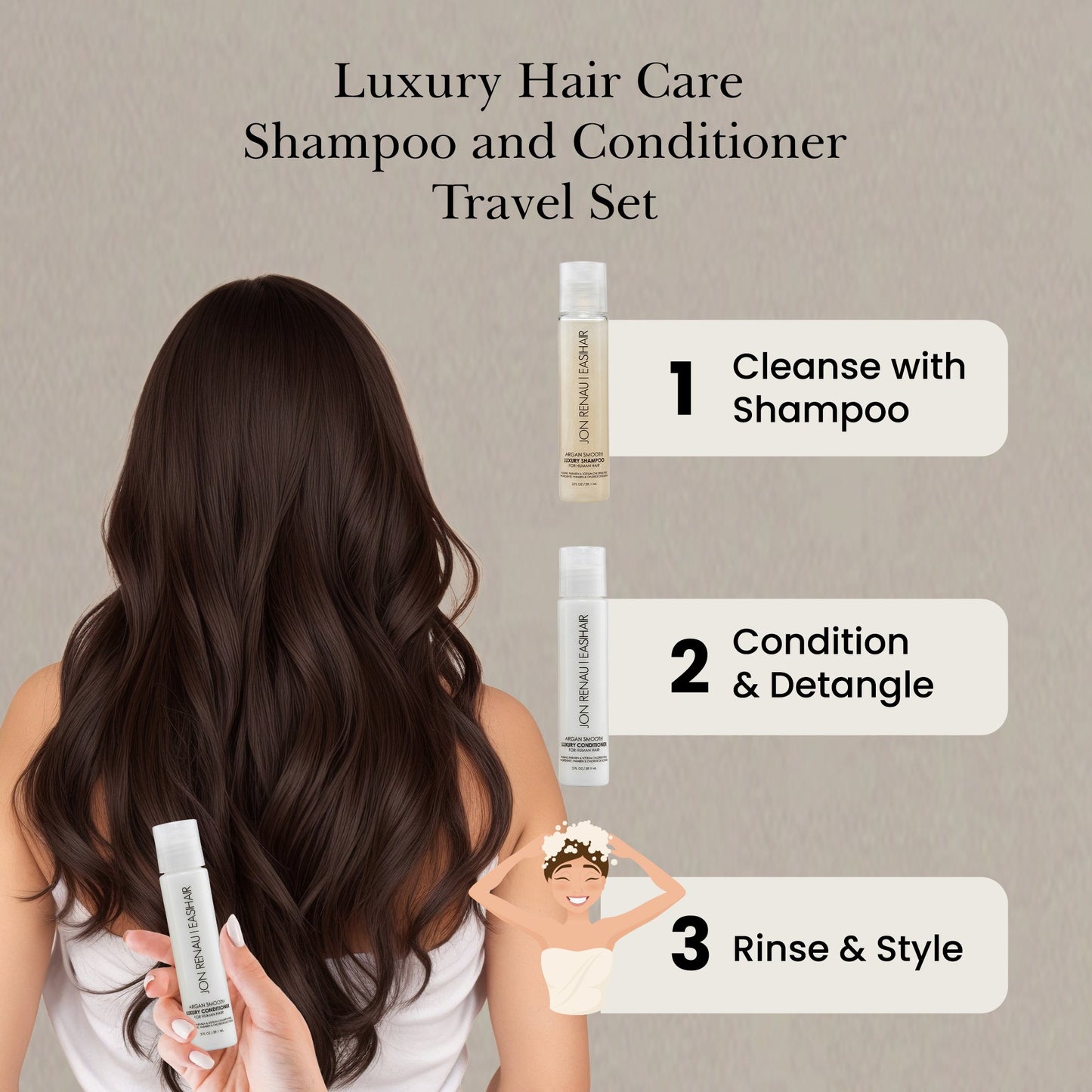 Jon Renau Argan Smooth Luxury Shampoo & Conditioner 2oz set