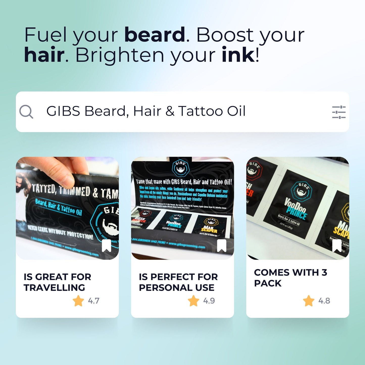 Gibs Beard, Hair & Tattoo Oil – Moisturizing Scented Men’s Grooming Oil