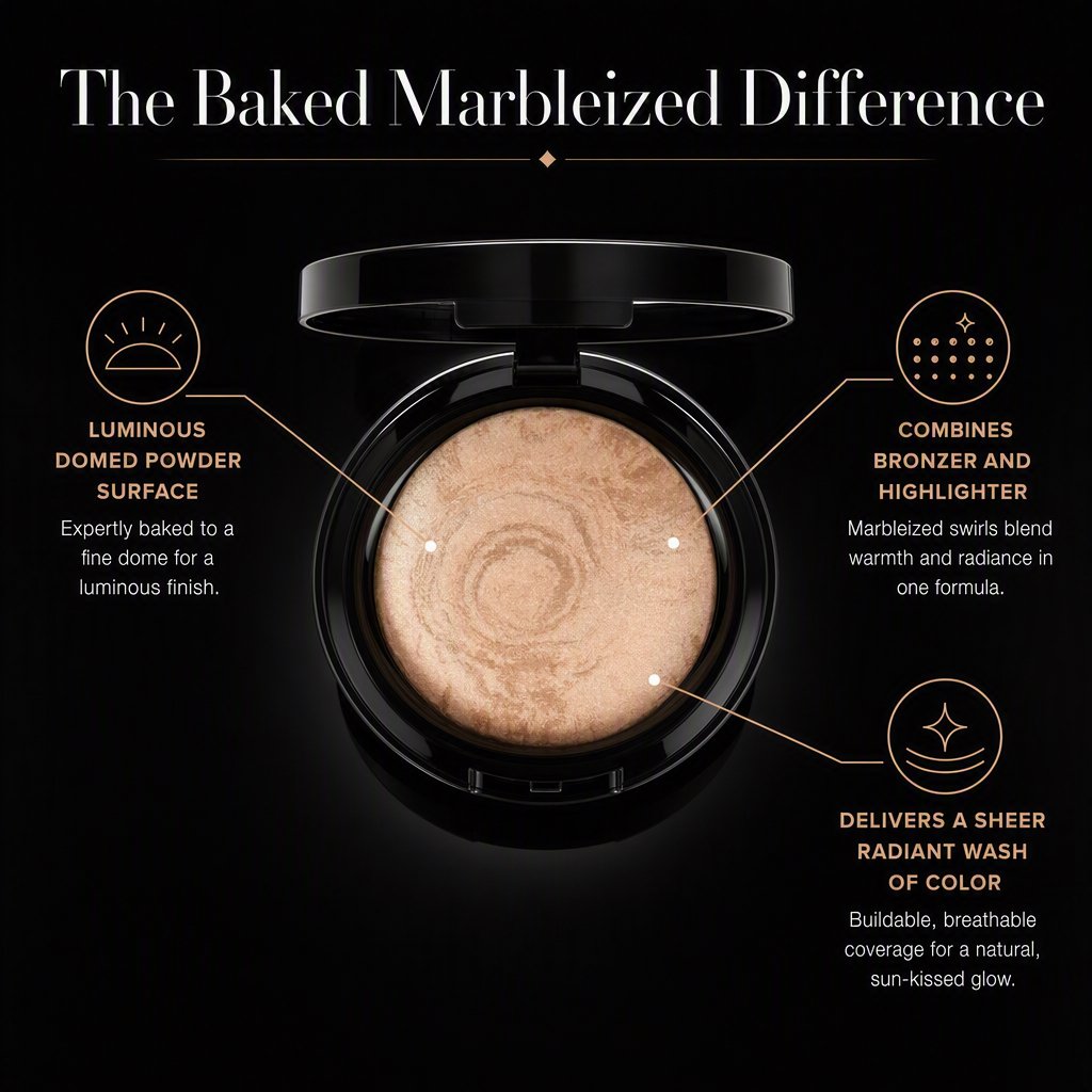 Baked Sheer Marbleized Finishing Powder – Face Bronzer & Highlighter, 0.37 oz