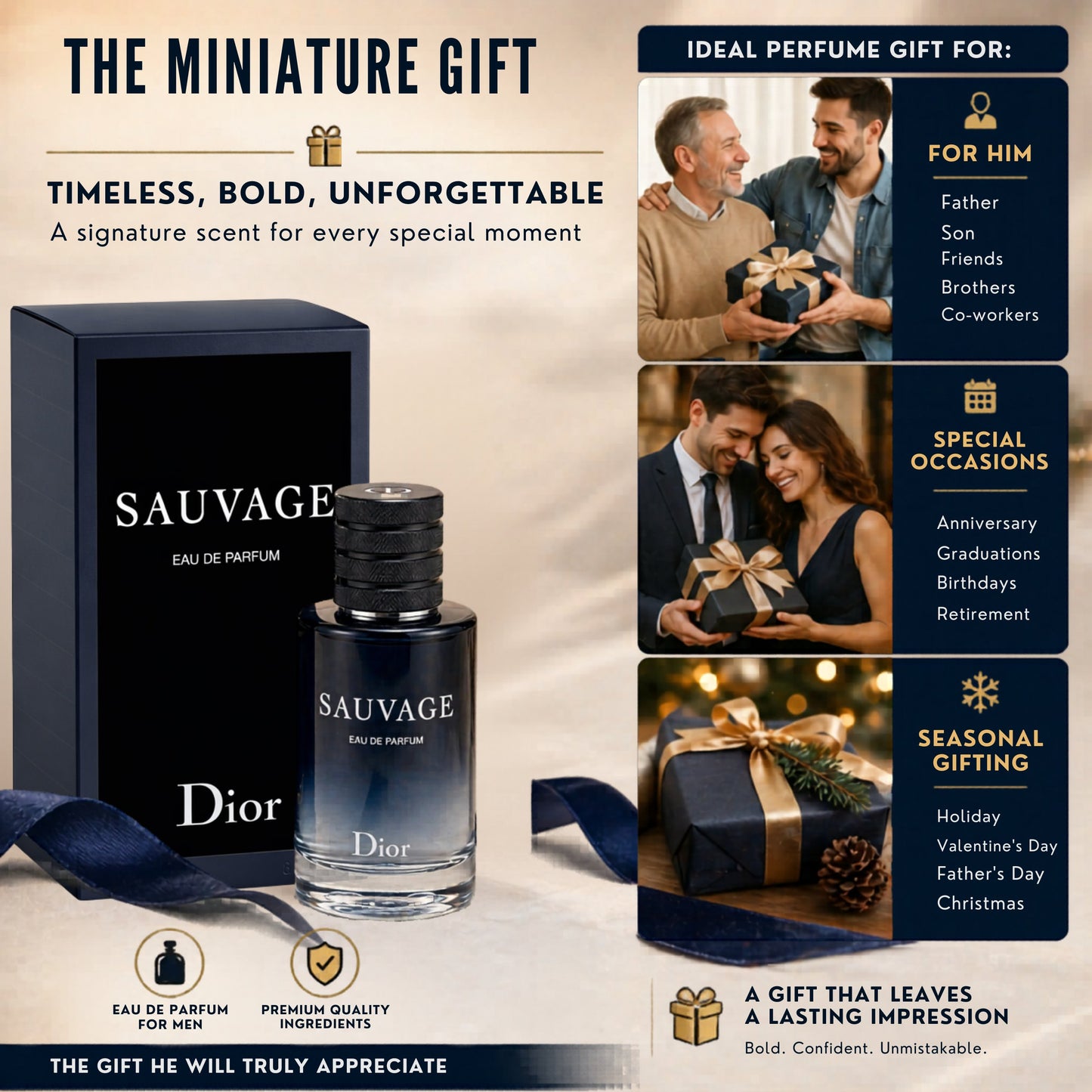 Dior Sauvage Perfume for Men Mini EDP Travel Splash 0.34 ounce