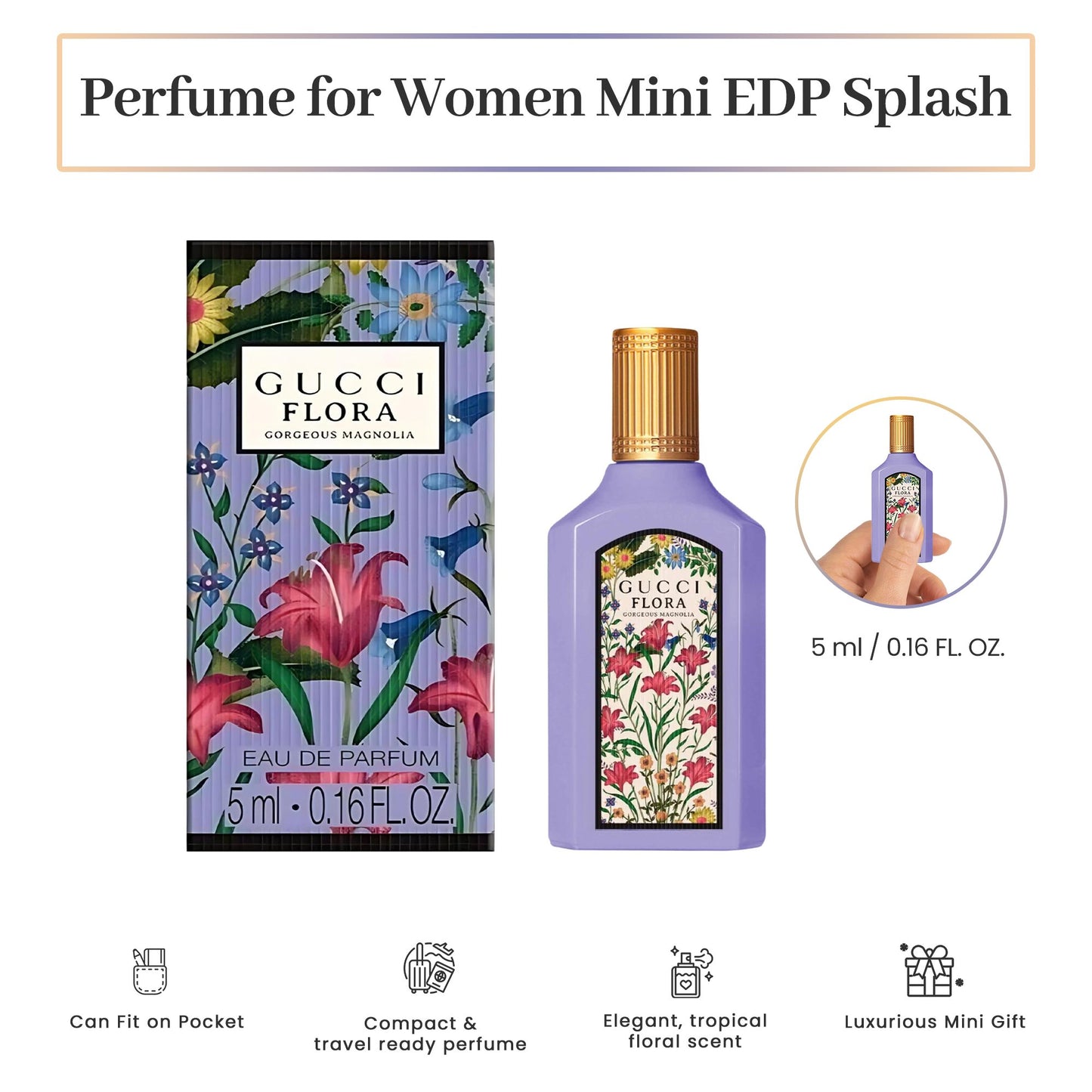 Gucci Flora Gorgeous Magnolia Eau De Parfum ~ Mini Splash Top 0.16 Fl Oz