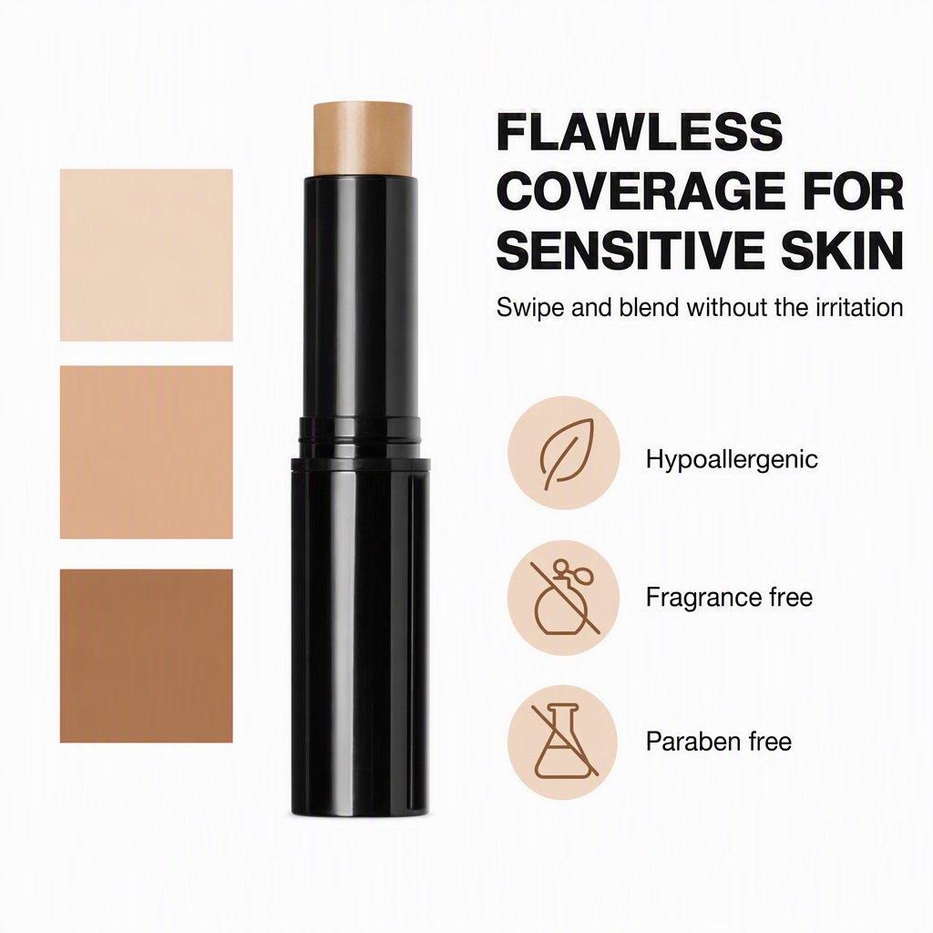 Foundation Stick SPF 15 – Full Coverage Creamy Finish Makeup Stick (Porcelain, 0.35 oz)