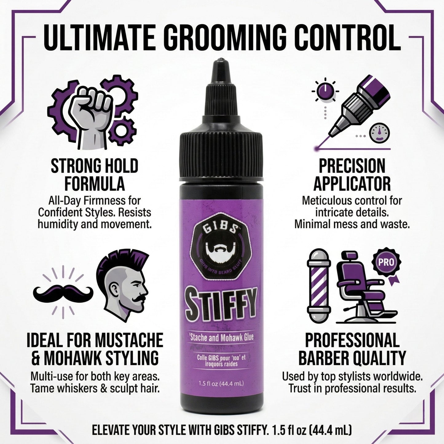 Gibs Stiffy Stache and Mohawk Glue, 1.5 Ounce