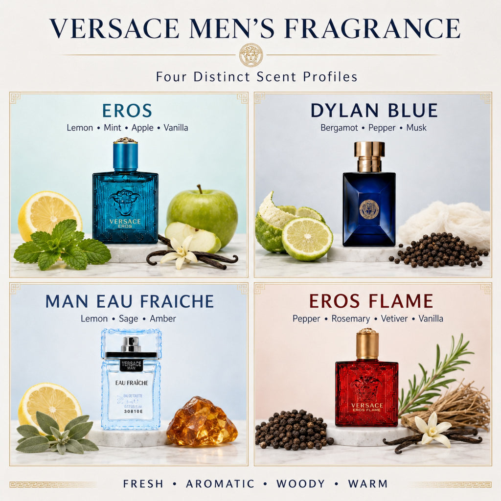 Versace 4 Piece Mini Fragrance Gift Set for Men – Eau de Toilette Collection (5 ml Each)