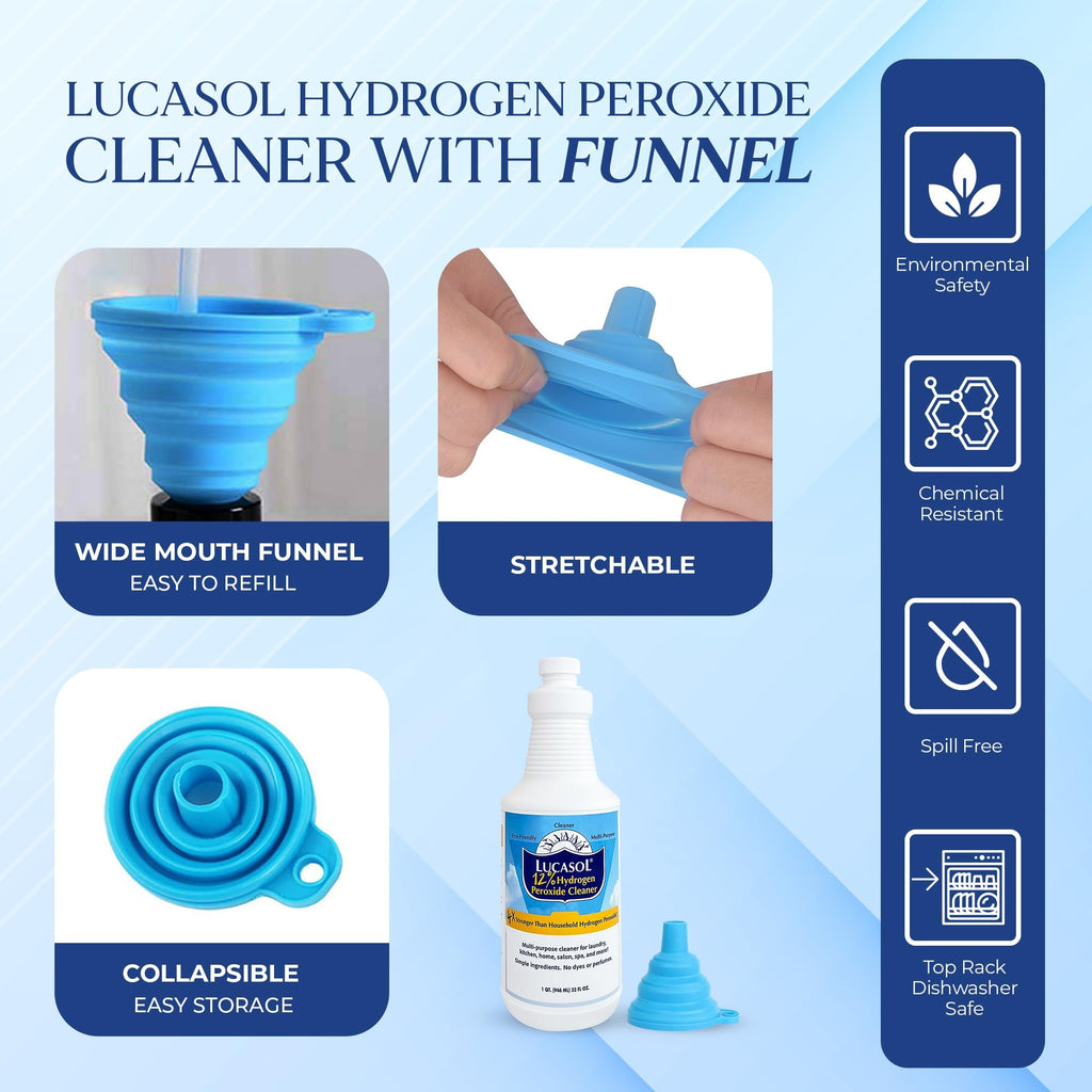Lucasol Food Grade Hydrogen Peroxide 12% – 1 Quart (32 Fl Oz) with Funnel