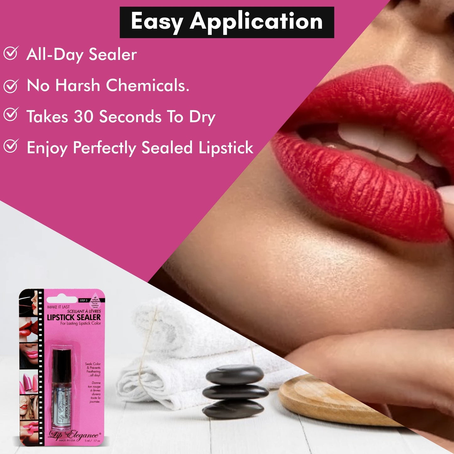 Lip Elegance Lipstick Sealer – Long Lasting Waterproof Lip Lock (0.17 Fl Oz)