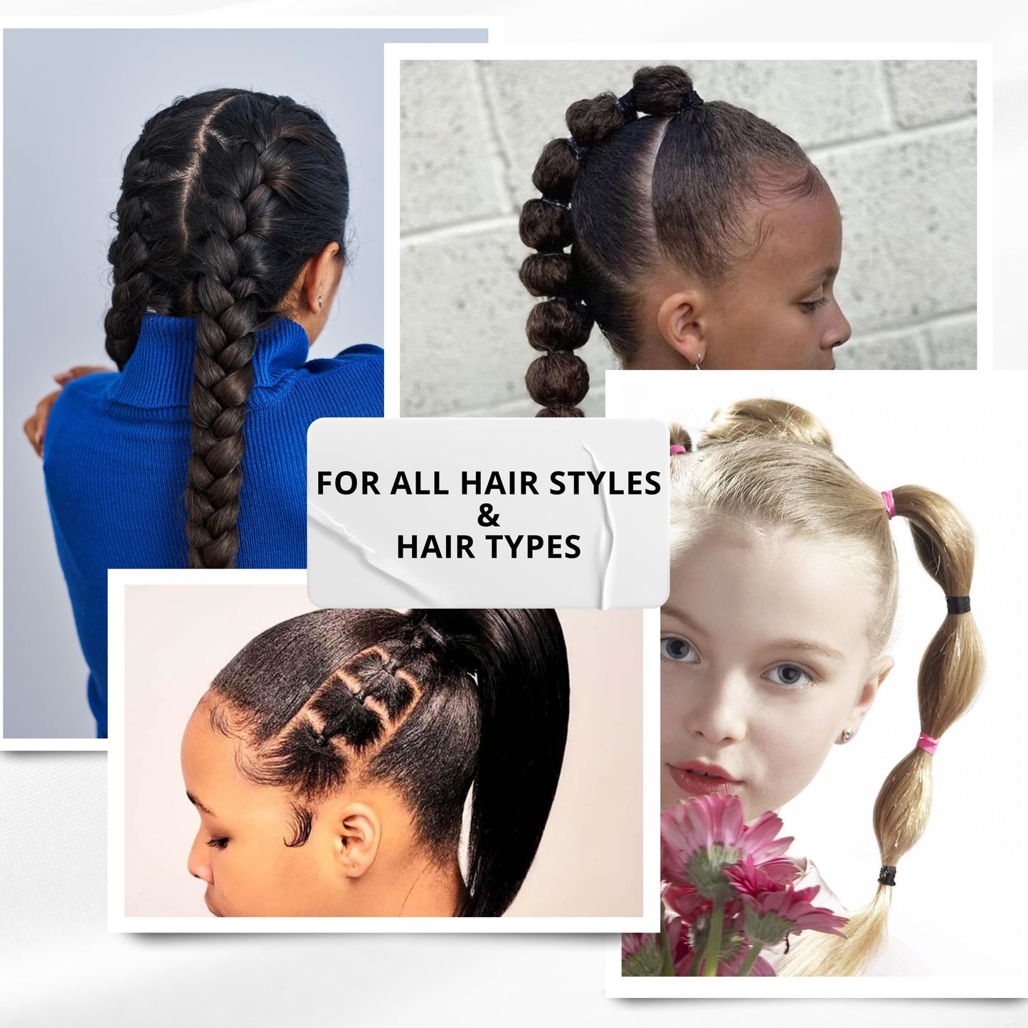 Blax Black Elastic Hair Ties - Snag-Free, Seamless, No-Damage Bands, 4mm 8 Count (2 Pack)