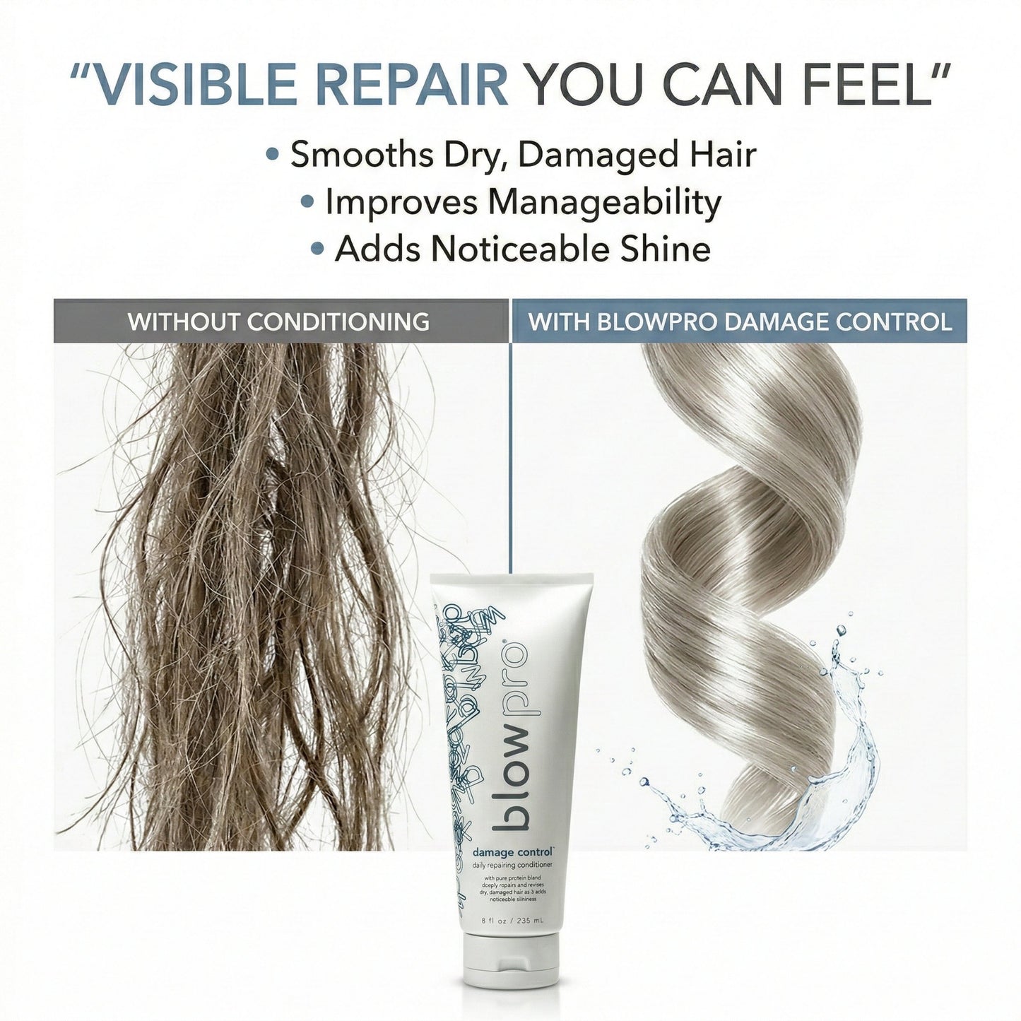 Blowpro Damage Control Daily Repairing Conditioner 8 oz – Deep Repair Conditioner for Dry & Damaged Hair