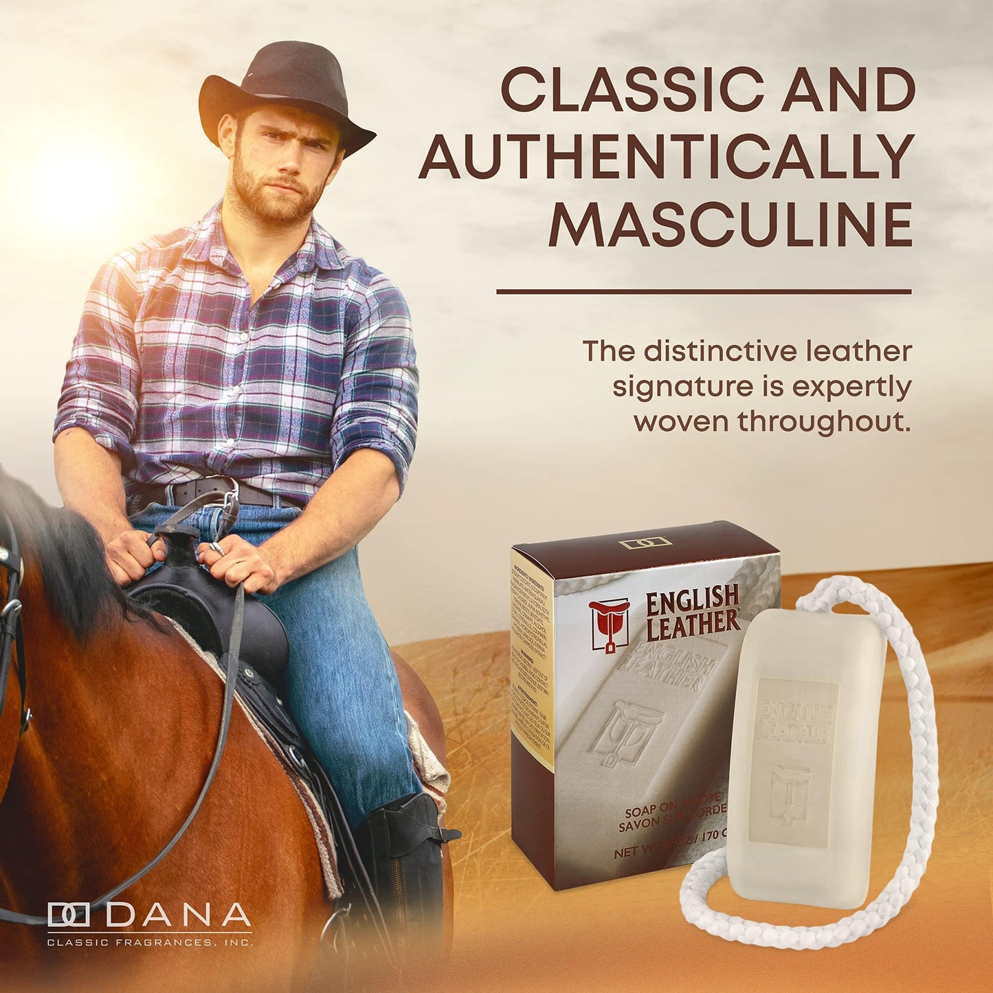 English Leather Soap on a Rope for Men by Dana, 6 oz / 170 g