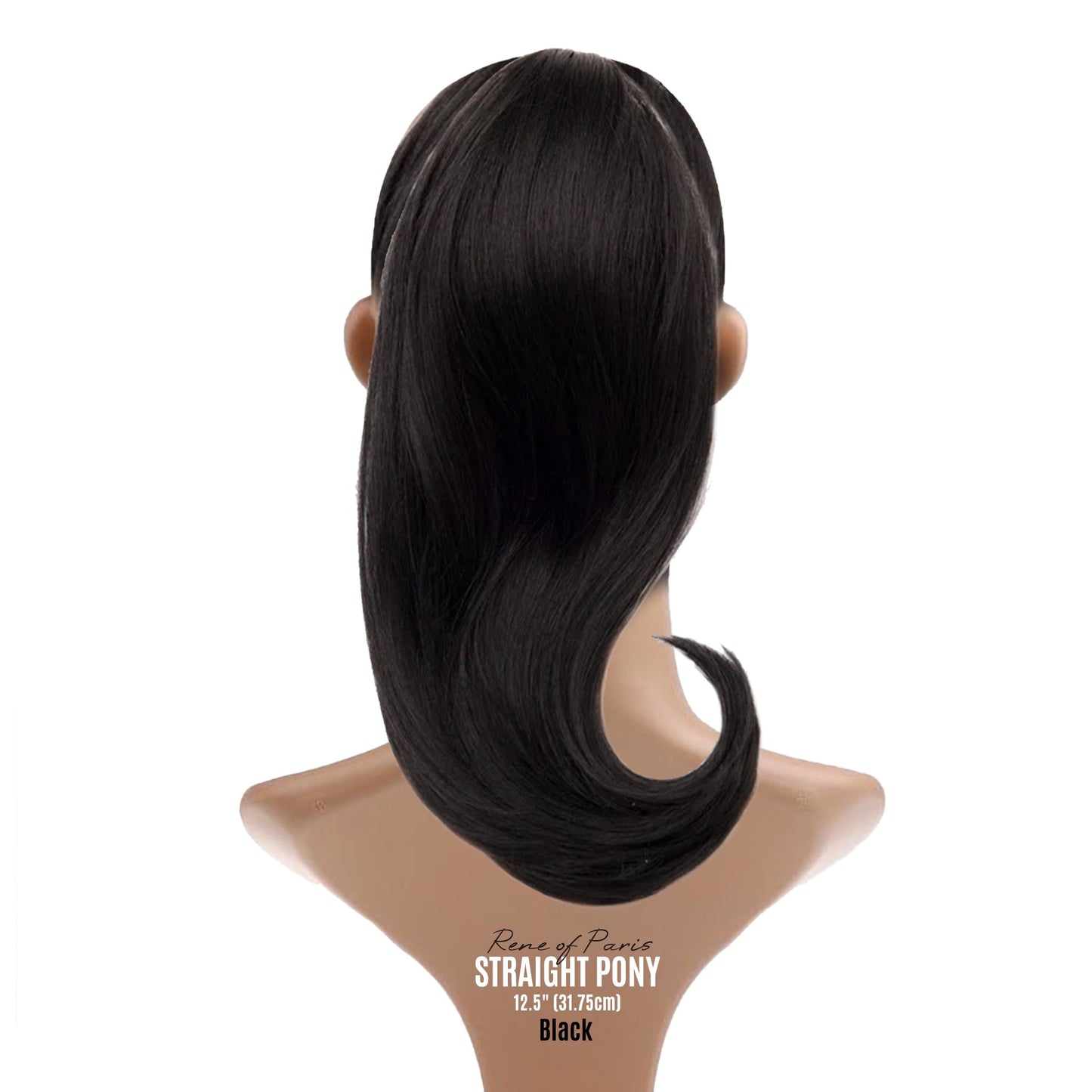 Rene of Paris Straight Ponytail Extension – Black Synthetic Clip-In Hairpiece