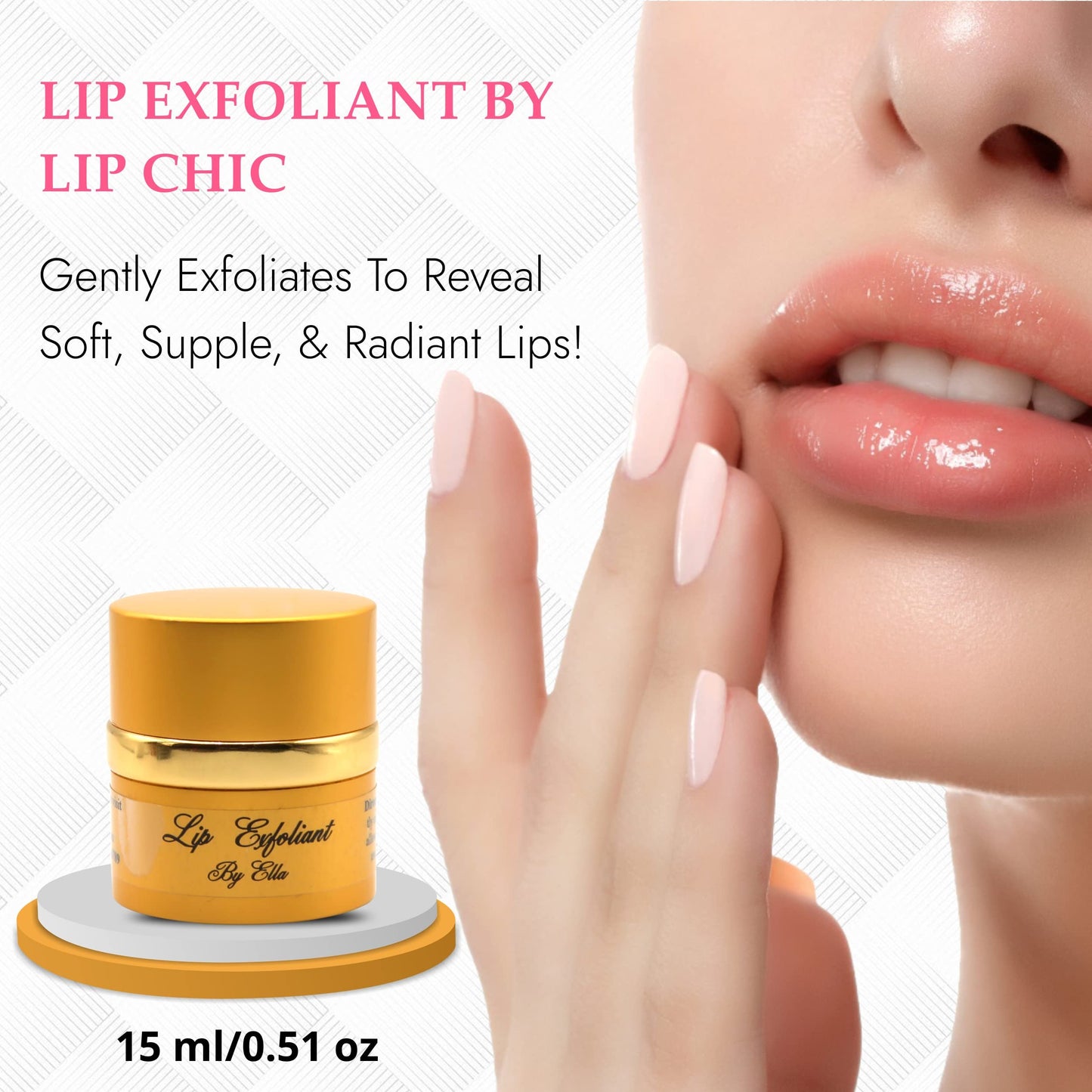 Lip Chic by Ella Lip Exfoliator – Gentle Lip Scrub for Smooth Soft Lips (0.5 oz / 15 ml