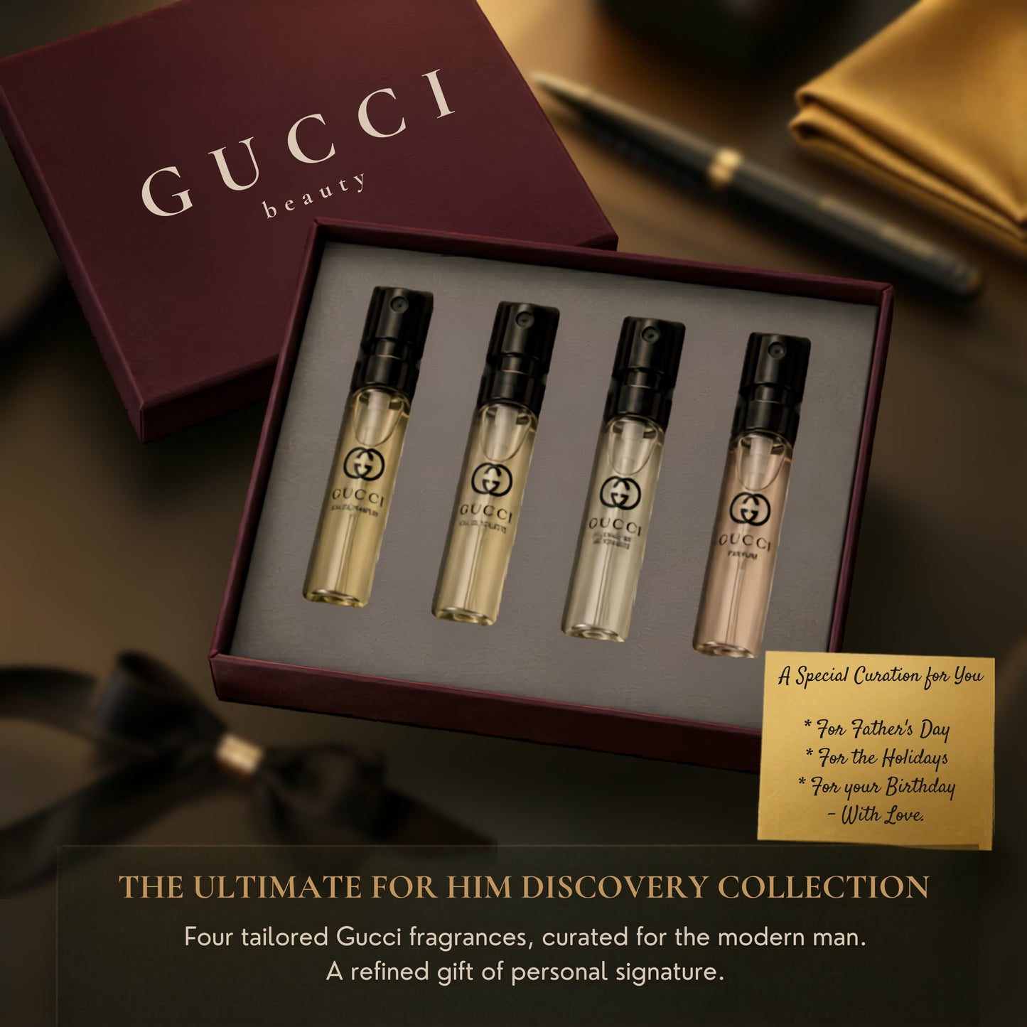Gucci Guilty Perfume for Men Gift Set Mini Vial Pen Spray 0.05 Fl Oz