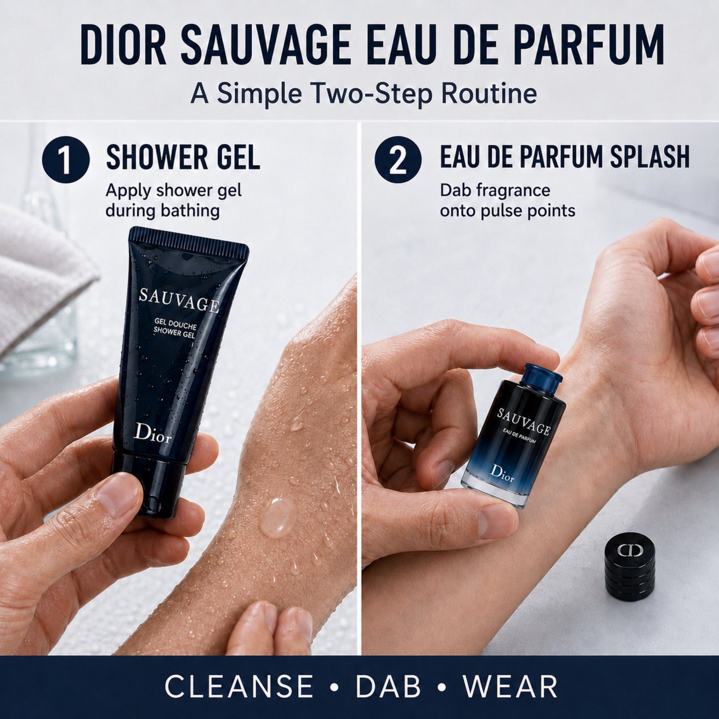 Dior SAUVAGE Perfume & Shower Gel Men Travel MINI SET (Perfume 10 ML / 0.34 Fl Oz & Shower Gel 20 ml)