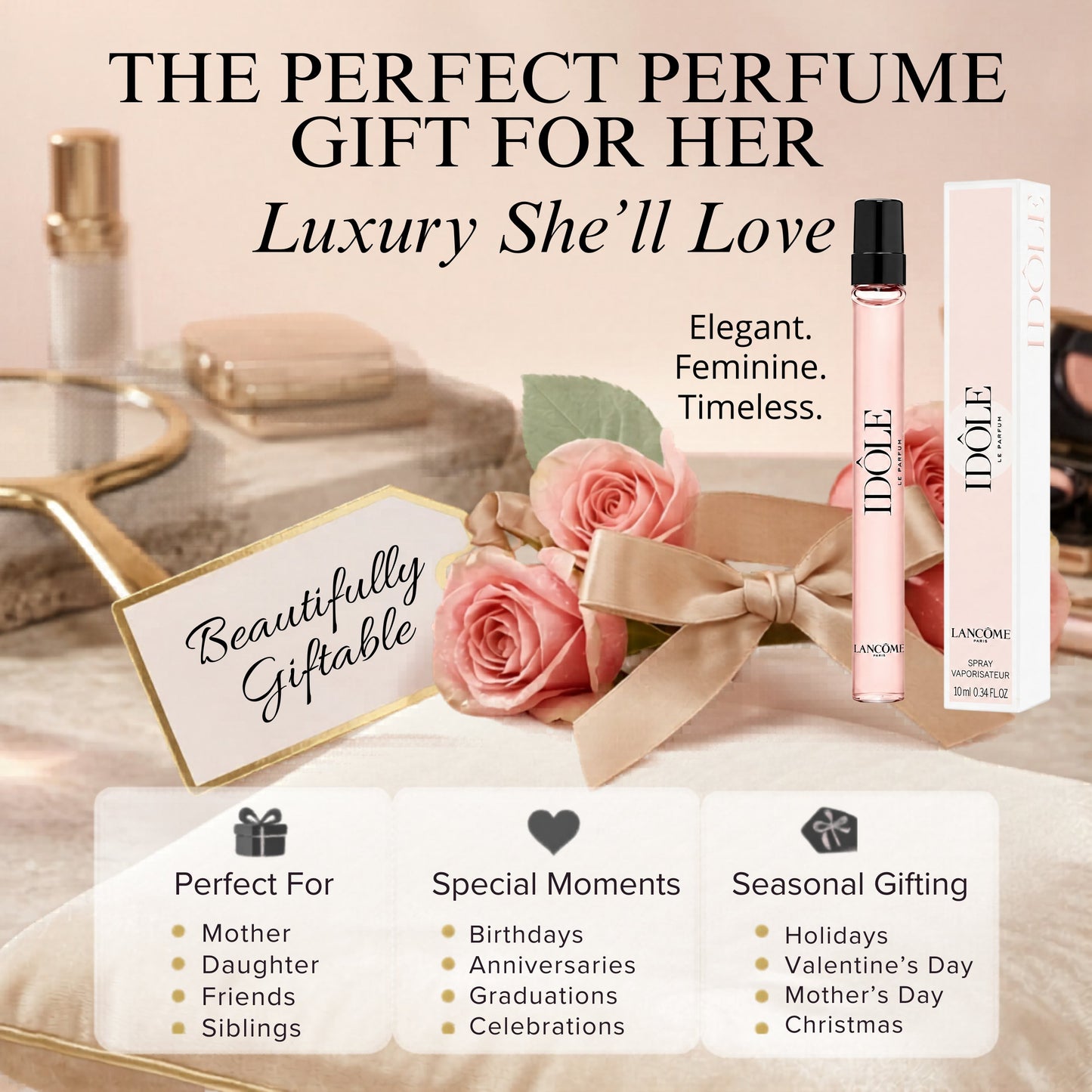 Lancôme Idôle Le Parfum for Women – Purse Travel Spray (0.34 oz)