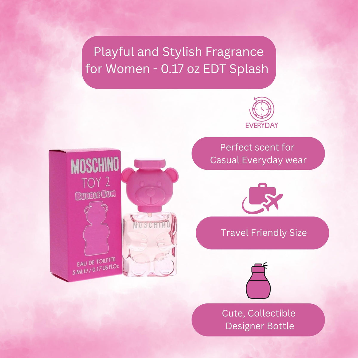 MOSCHINO TOY 2 BUBBLE GUM by Moschino , EDT SPRAY 0.17 OZ MINI