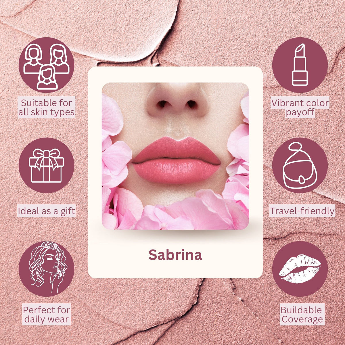 Luxury High-Pigment Matte Lipstick for Women Color-SABRINA