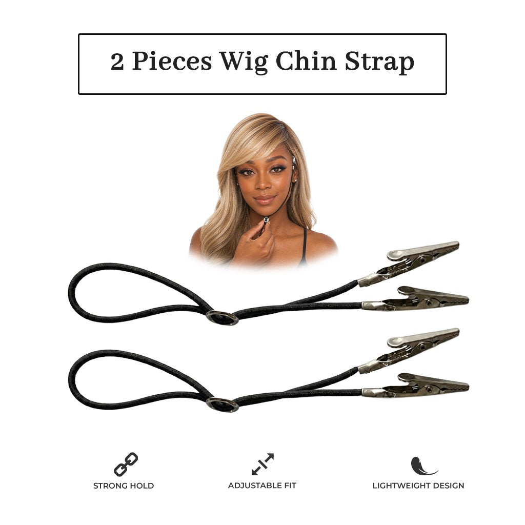 Wig Chin Strap, Soft Elastic, Strong Grip, Secures Wigs for Styling, Cutting & Brushing - Pack of 2