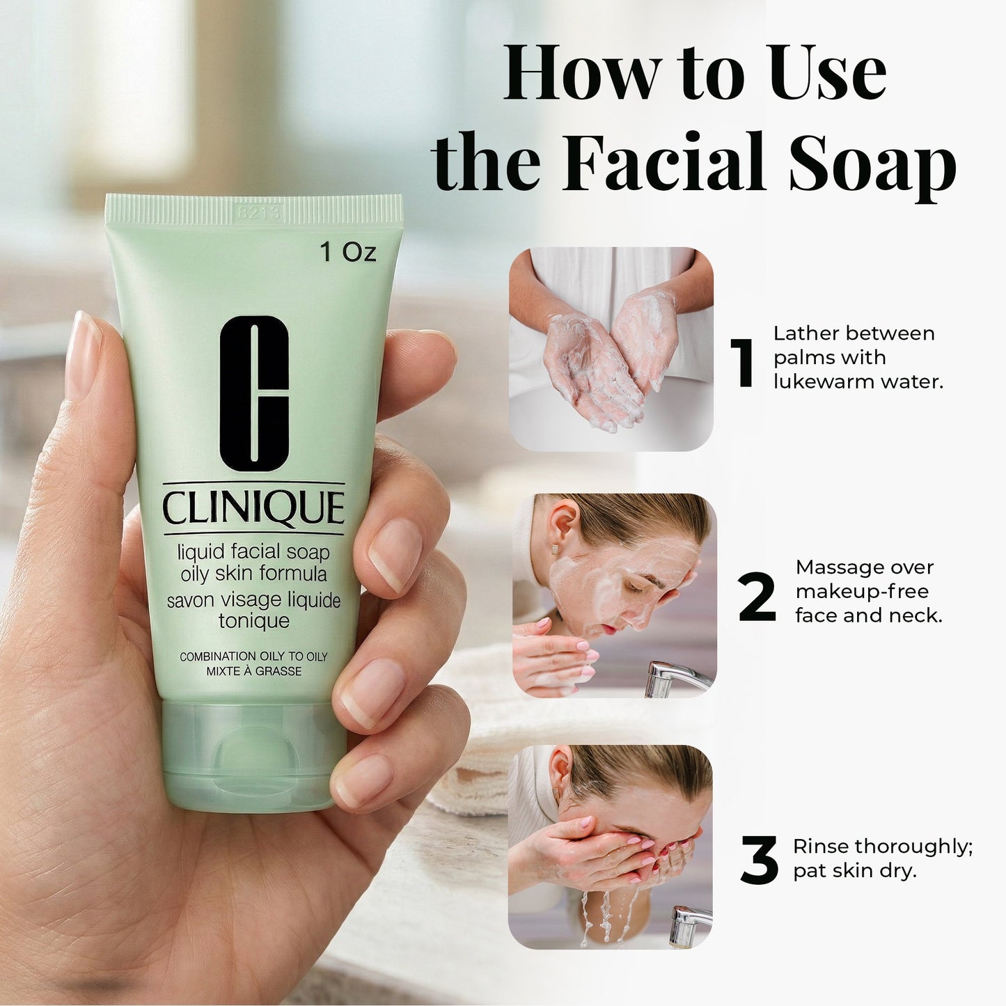 Clinique Liquid Facial Soap for Oily Skin – Travel Size Cleanser Set (3 x 1 oz)
