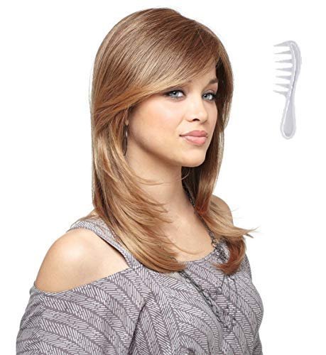 Amore BRANDI Monofilament Wig Collection by Rene of Paris and Wig Lift Comb - Marble Brown - Bundle 2 Items
