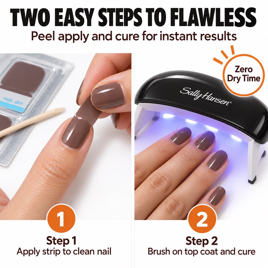 Sally Hansen Salon Insta Gel Strips, Commander In Chic, 16 gel strips 2 pack