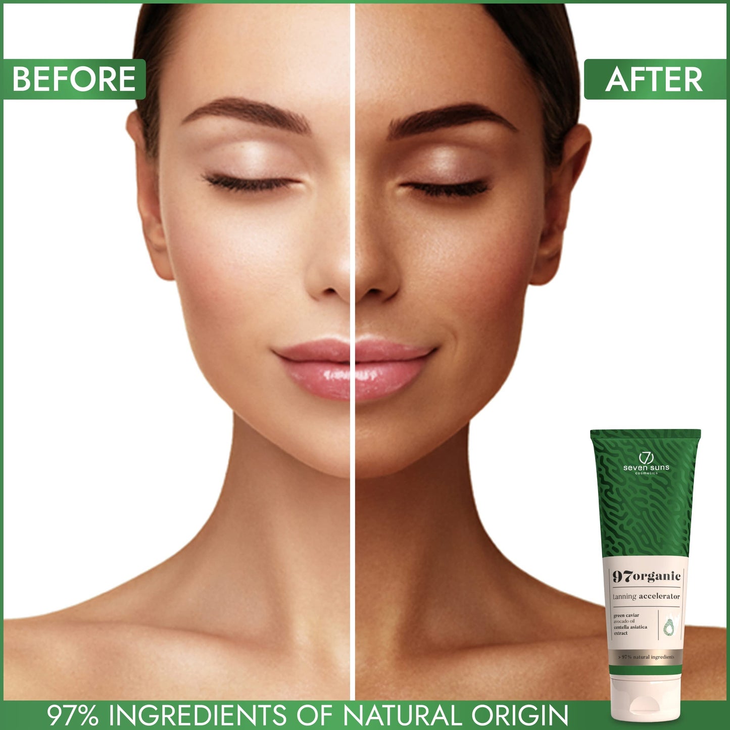 Tanning Accelerator Lotion For Indoor & Outdoor Tanning -7 Suns Cosmetics 97% Natural ingredients