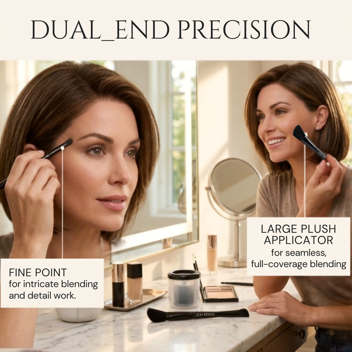 Jon Renau Applicator Cosmetic Brush for Makeup & Hair Powder Application