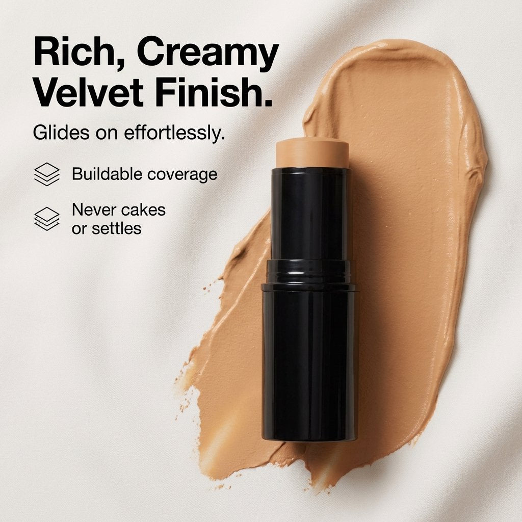 Foundation Stick SPF 15 – Full Coverage Creamy Finish Makeup Stick (Porcelain, 0.35 oz)