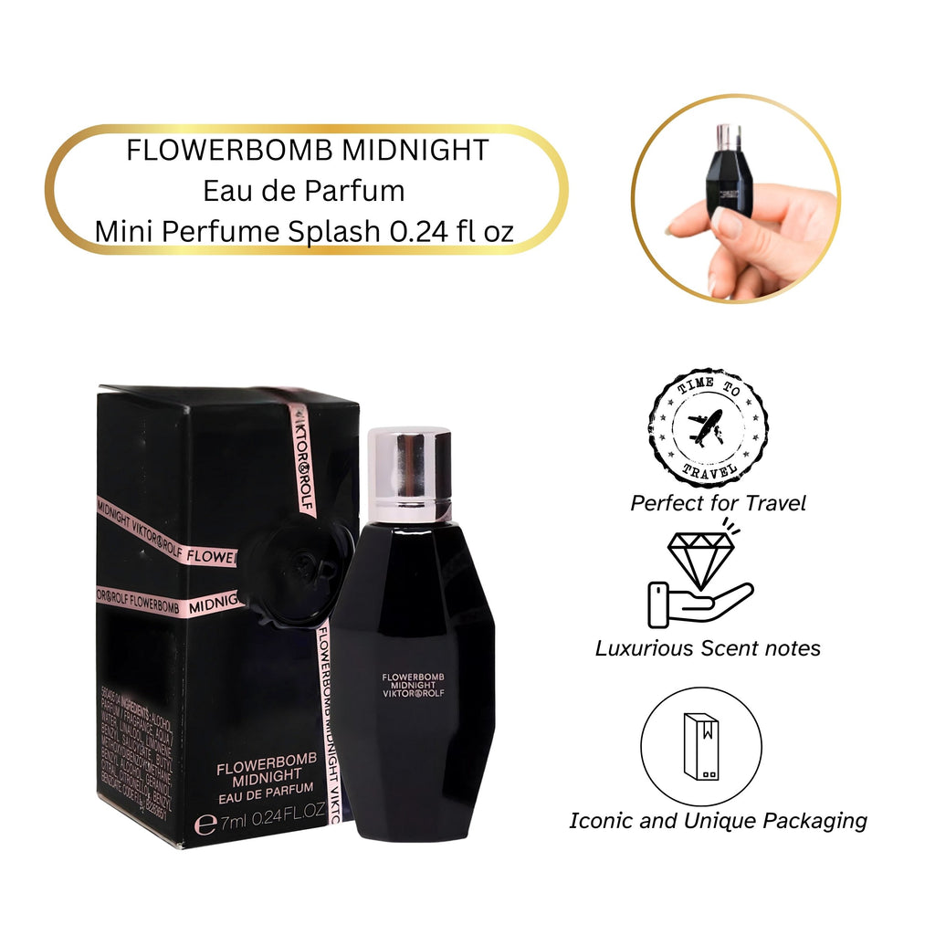 Viktor & Rolf Flowerbomb Midnight Eau de Parfum – Mini Travel Size Splash (0.24 fl oz)