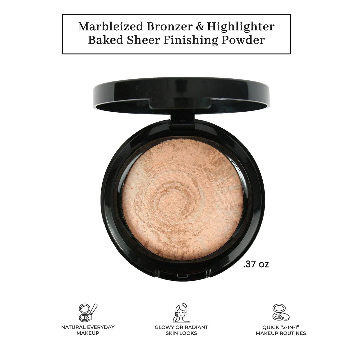 Baked Sheer Marbleized Finishing Powder – Face Bronzer & Highlighter, 0.37 oz