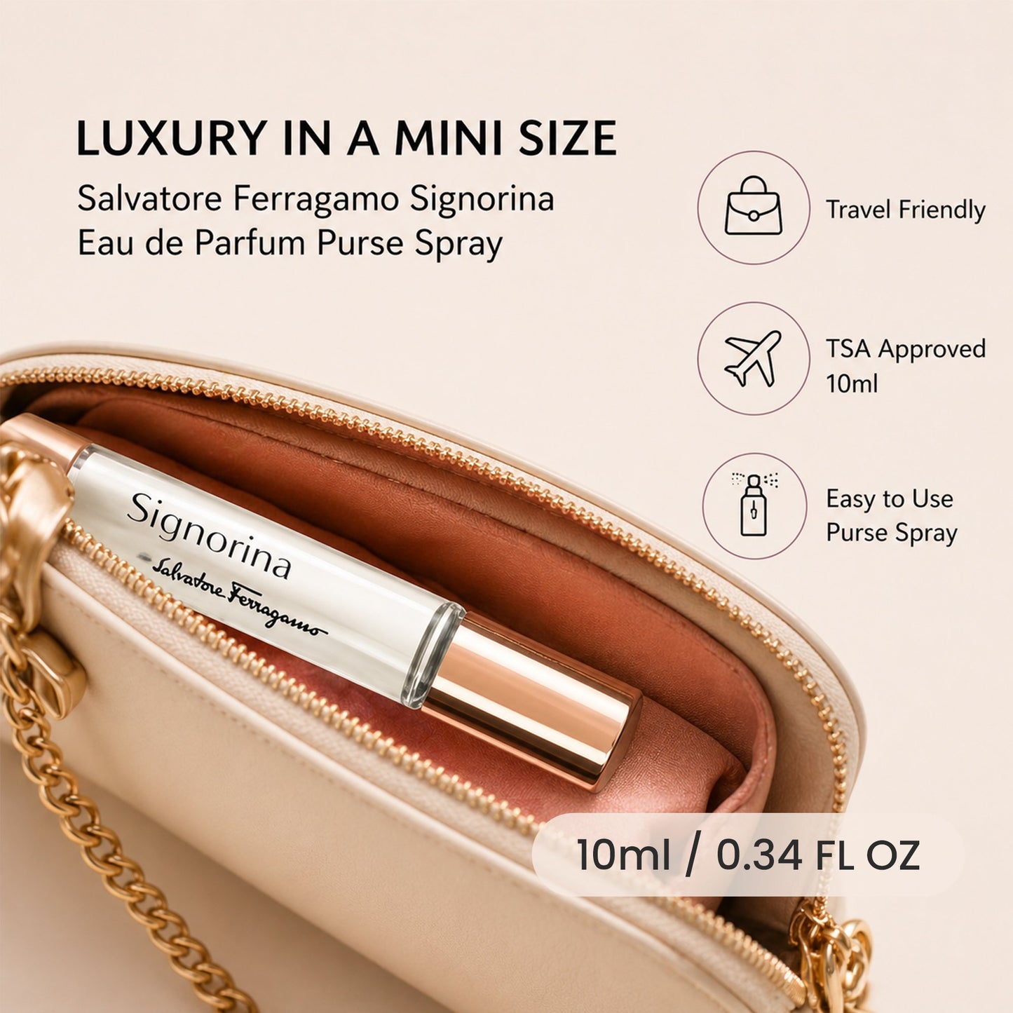 Salvatore Ferragamo Signorina Eau de Parfum 10ml Purse Spray for Women – Travel Size Floral Fragrance, Luxury Mini Perfume