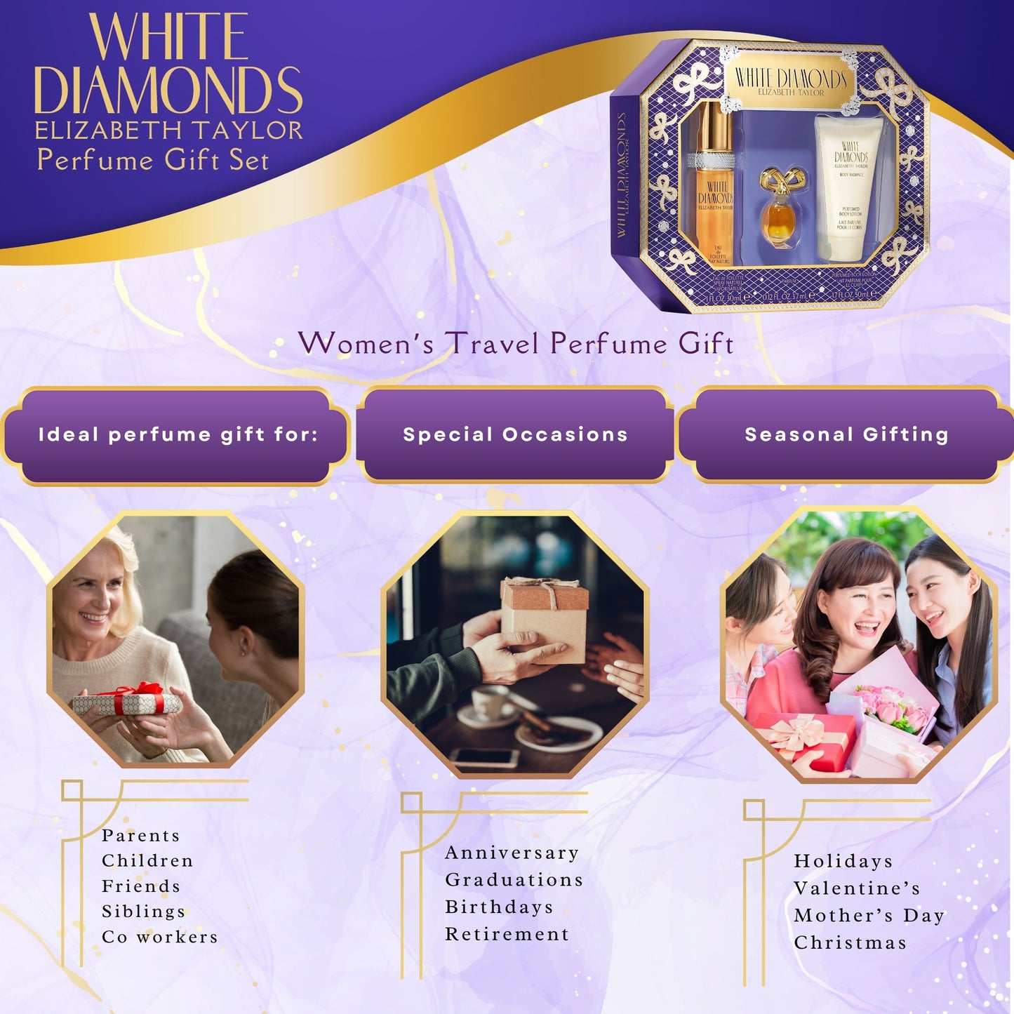 Elizabeth Taylor White Diamonds Women's Fragrance 3 Piece Gift Set