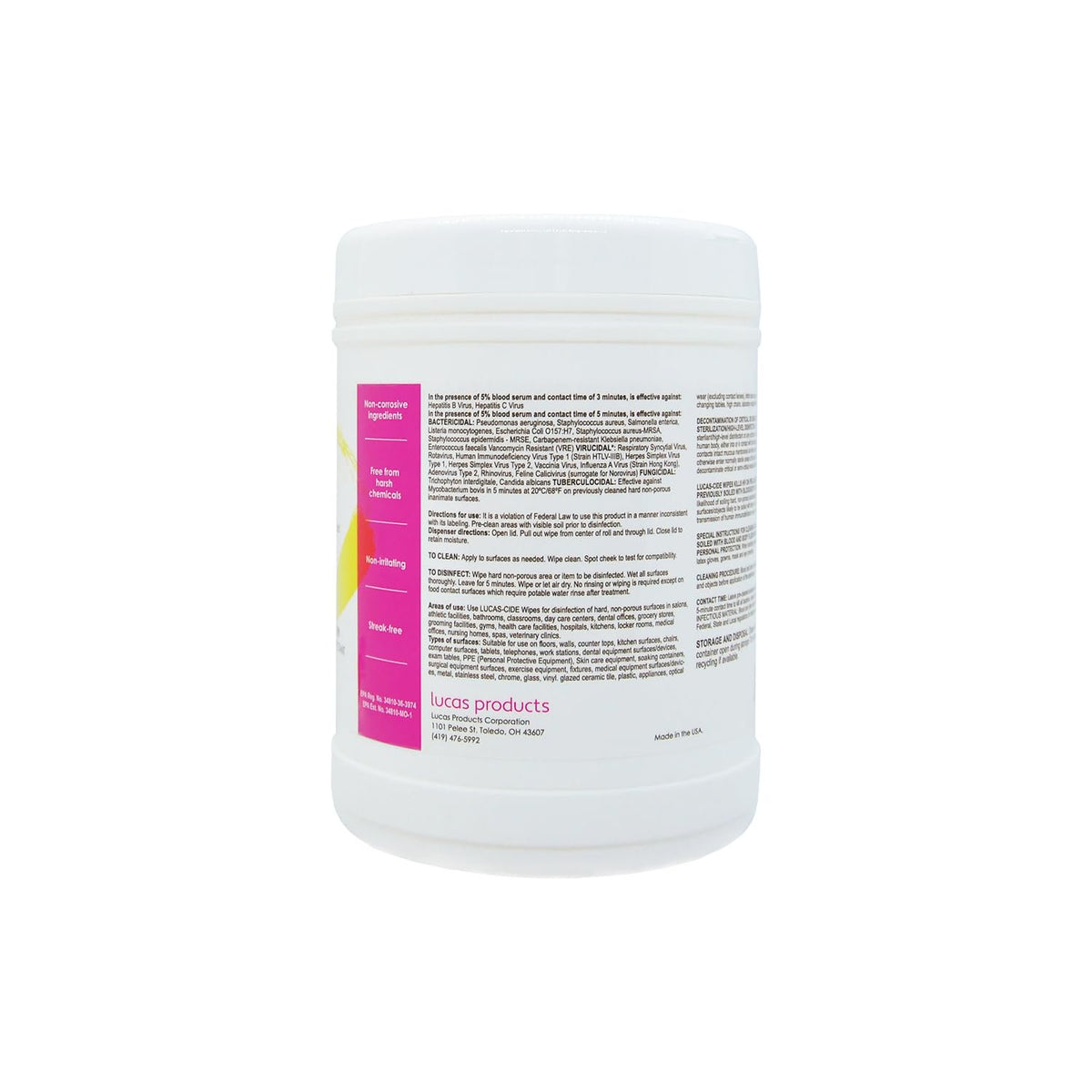 LUCAS-CIDE Disinfecting Wipes - Multi Surface Cleaner Disinfectant Wipes - Convenient Antibacterial Wipes For Cleaning Products - 1 Step Disinfectant Sanitizing Wipes - 160 Cleaning Wipes Travel Size