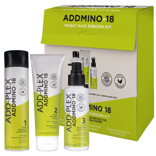 ADDMINO-18 Magic Hair Reborn Kit - Hair Shampoo, Mask & Leave in Conditioner Set