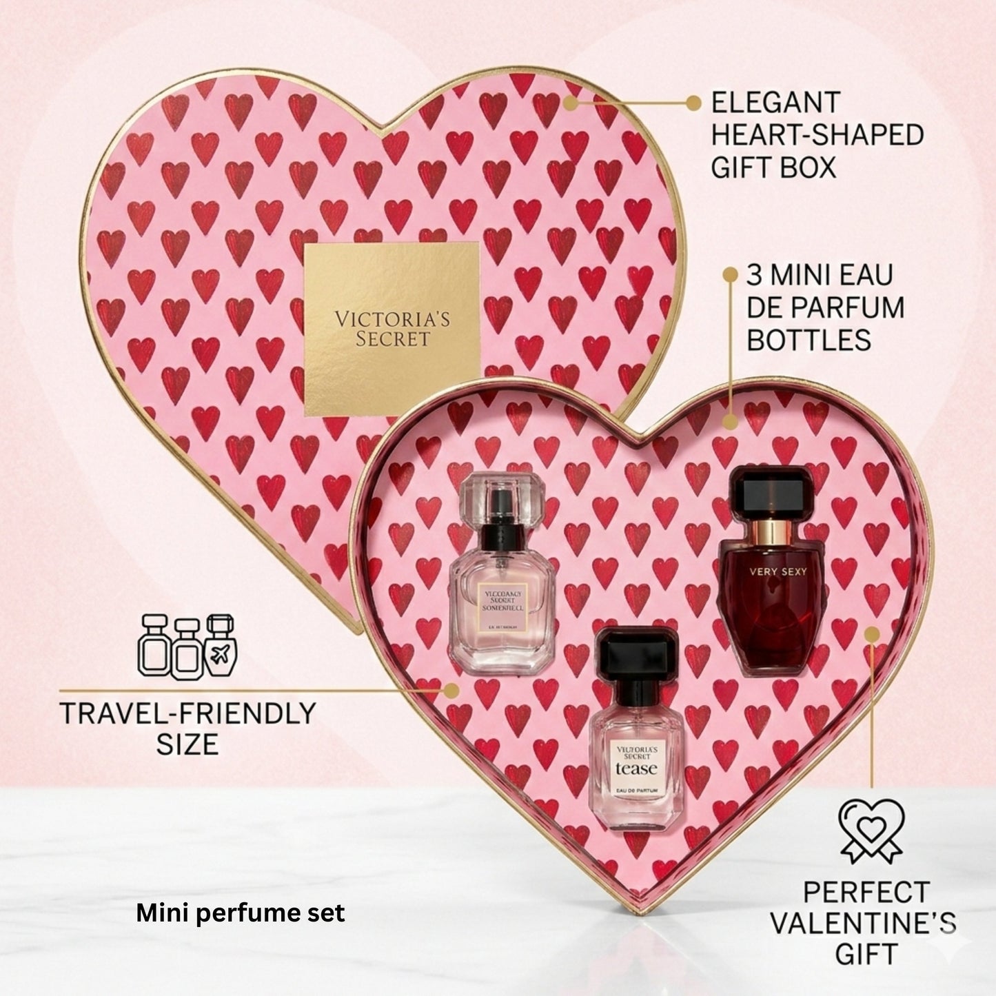 Victoria’s Secret Mini Perfume Gift Set for Women (3 Piece) – Travel Size Fragrance Collection 0.25 oz Each