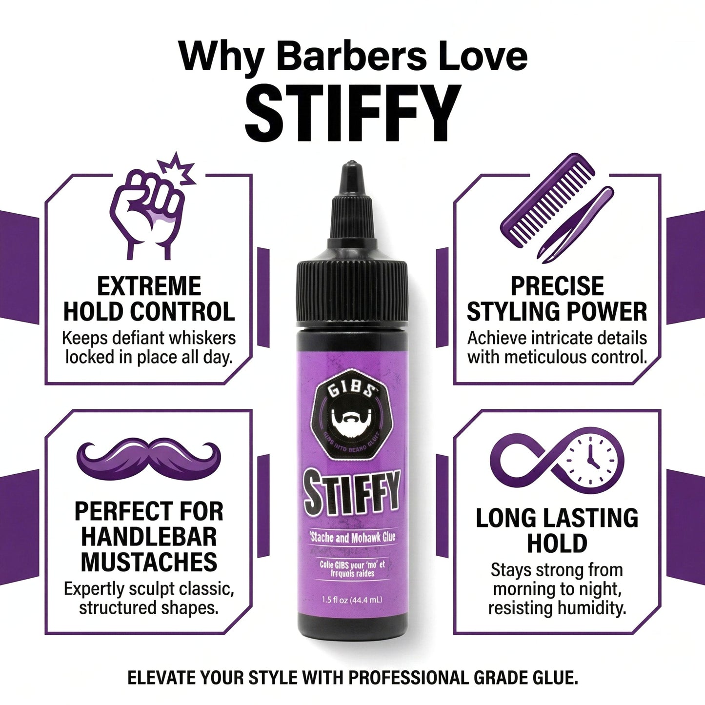 Gibs Stiffy Stache and Mohawk Glue, 1.5 Ounce
