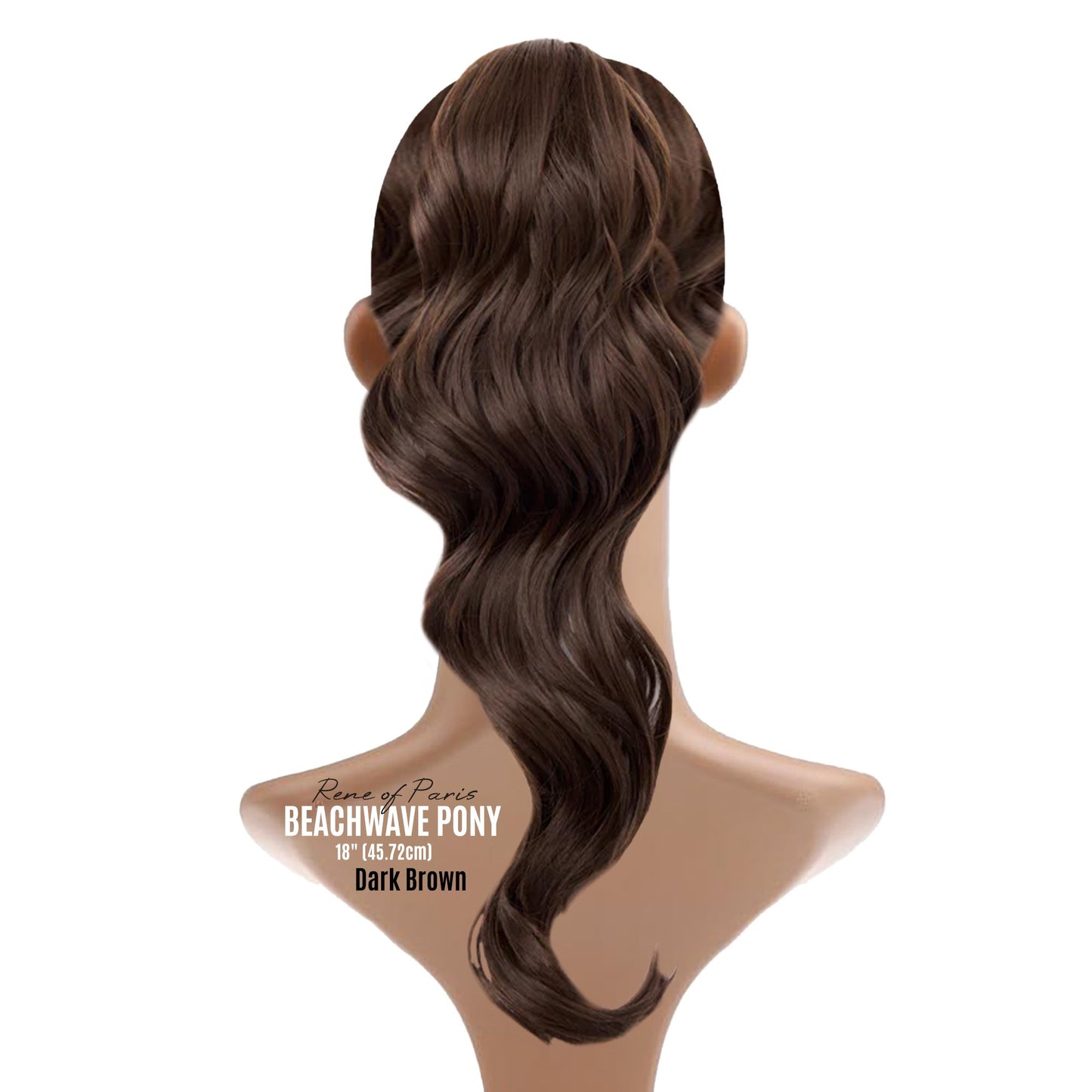 Rene of Paris Beachwave Ponytail Hair Extension – Dark Brown Synthetic Clip-In