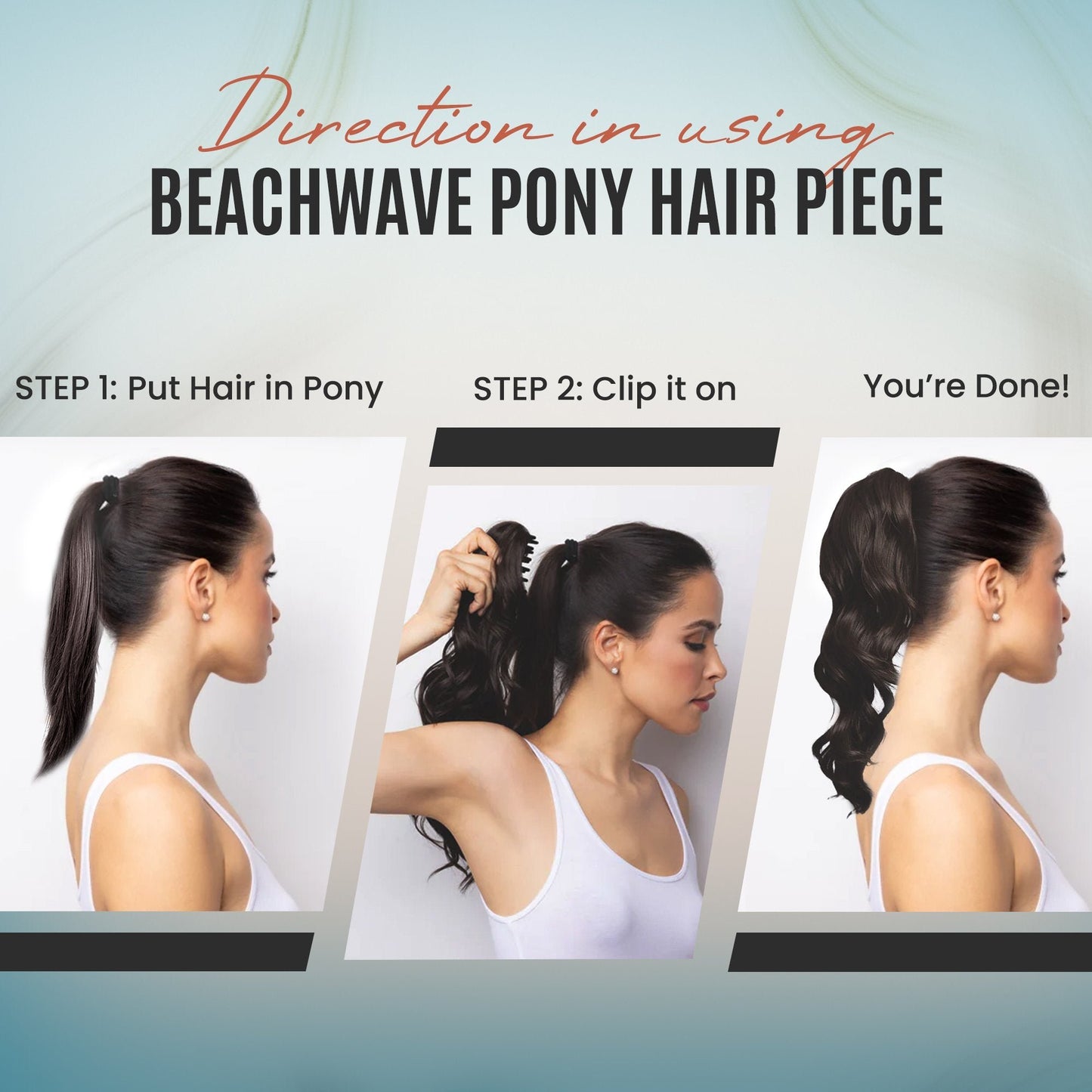 Rene of Paris Beachwave Ponytail Hair Extension – Frosted Synthetic Clip-In Ponytail