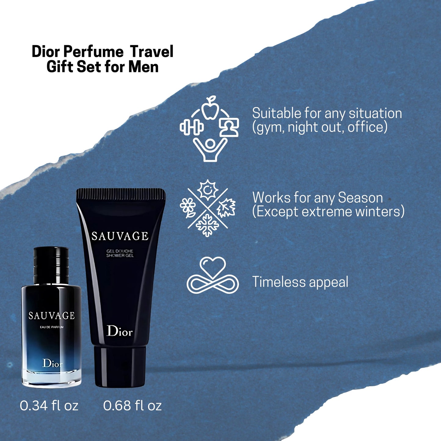 Dior SAUVAGE Perfume & Shower Gel Men Travel MINI SET (Perfume 10 ML / 0.34 Fl Oz & Shower Gel 20 ml)