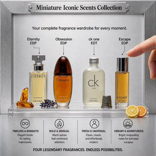 Calvin Klein Mini Perfume Gift Set – 4 Piece EDP & EDT Collection (0.5 oz / 15 ml Each)