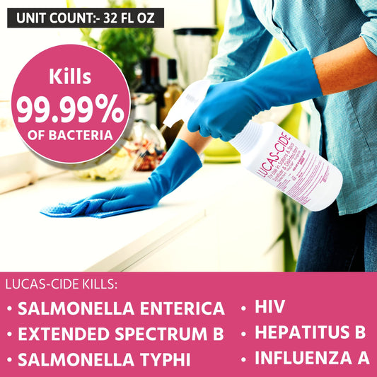 LUCAS-CIDE Salon and Spa Disinfectant Multipurpose Surface Sanitizer, Hospital Grade, EPA Disinfectant Cleaning Supplies Solution 1 Gallon - Pink…
