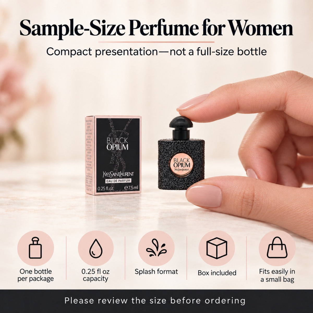 Yves Saint Laurent Black Opium Perfume for Women Mini EDP Splash 0.25 Ounce