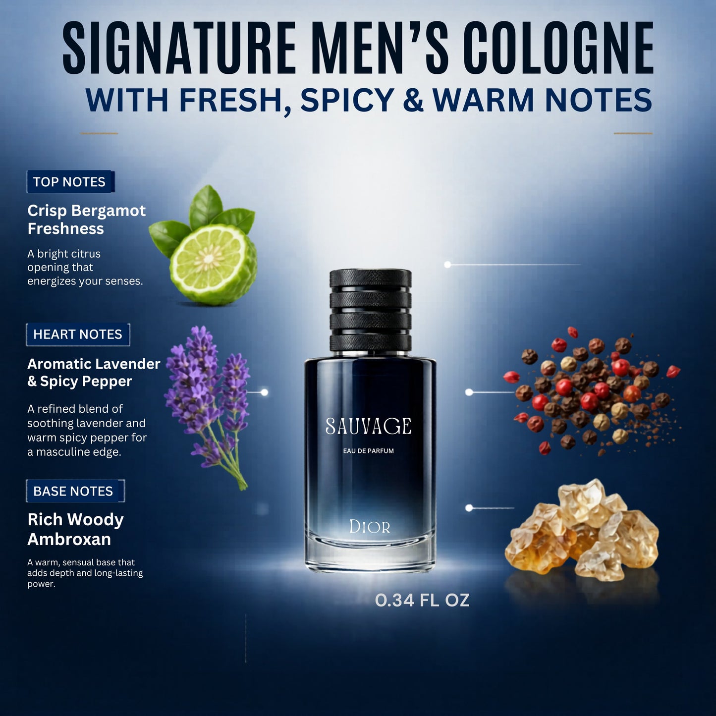 Dior Sauvage Perfume for Men Mini EDP Travel Splash 0.34 ounce