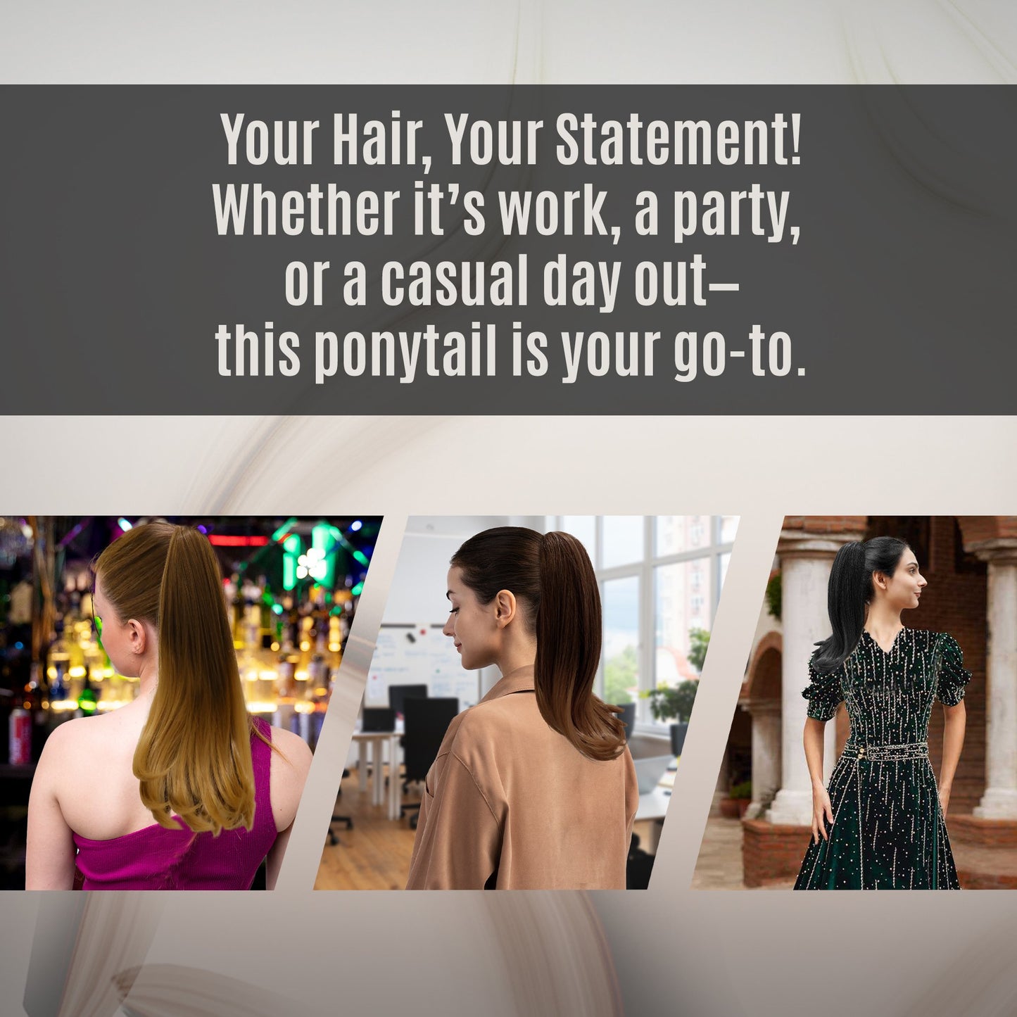 >Rene of Paris Straight Ponytail Hair Extension – Dark Brown Synthetic Clip-In