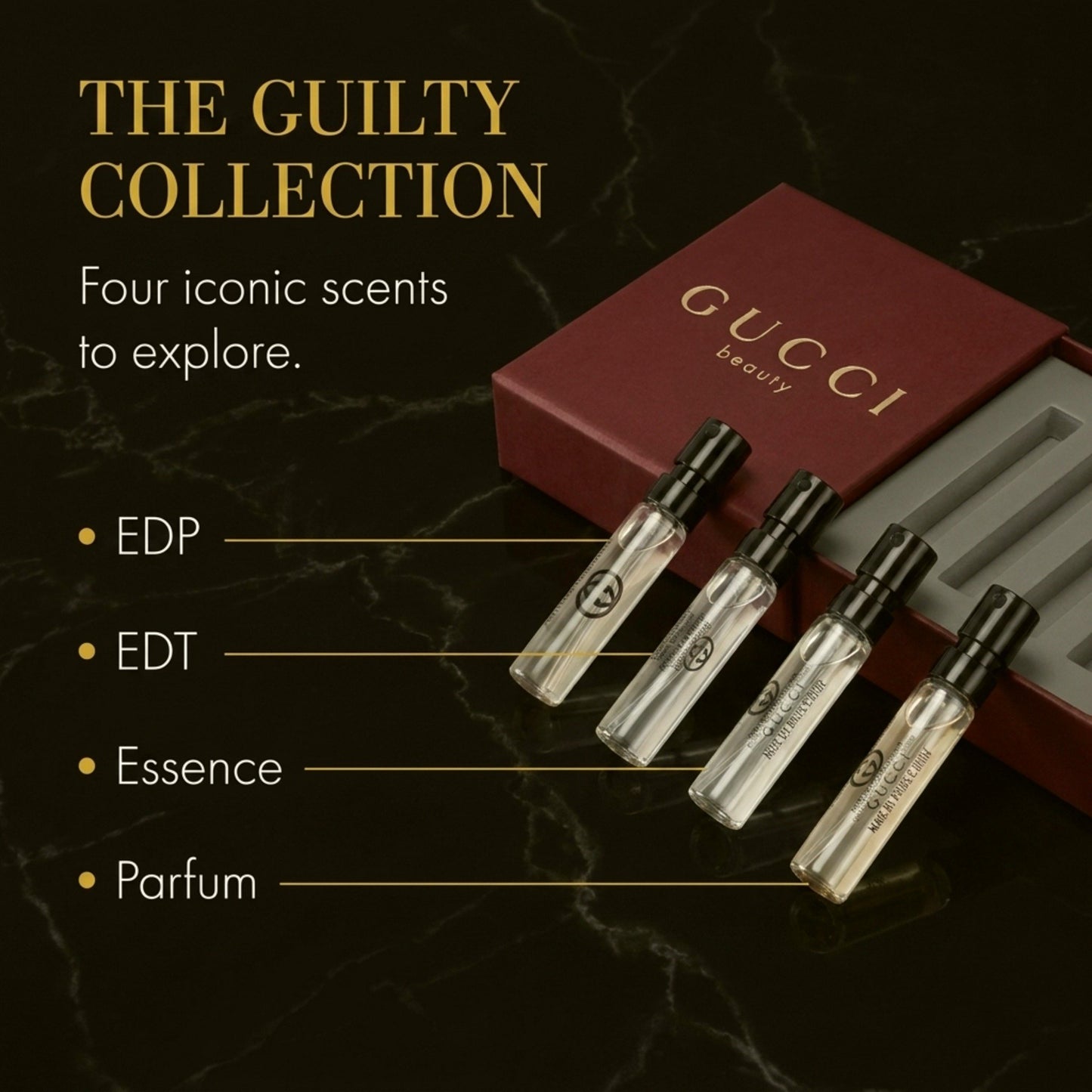 Gucci Guilty Perfume for Men Gift Set Mini Vial Pen Spray 0.05 Fl Oz