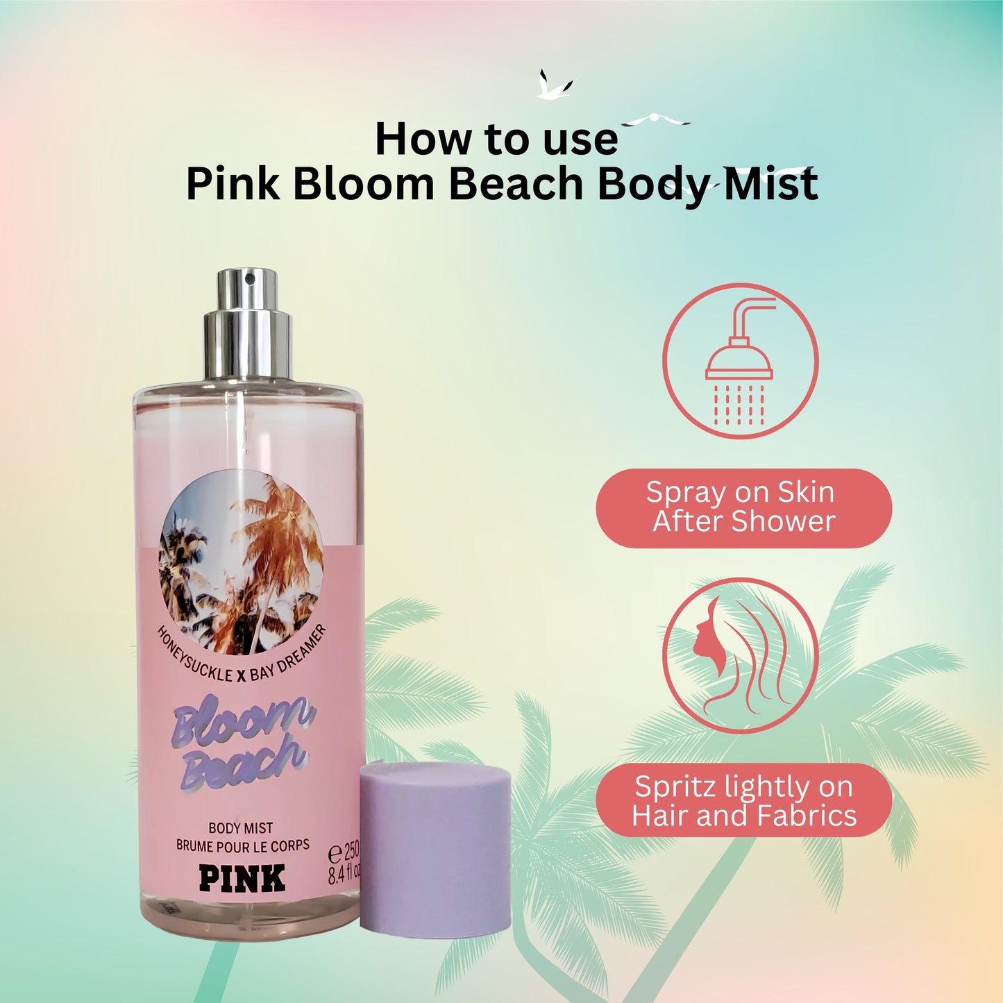 Victoria's Secret Pink Bloom Beach Body Mist 8.4 Fl Oz
