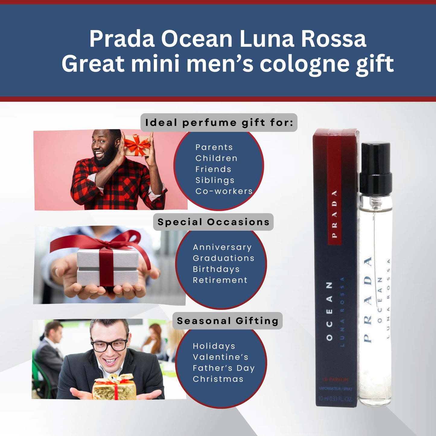 Prada Luna Rossa Ocean Cologne for Men, 0.33 oz Mini Spray