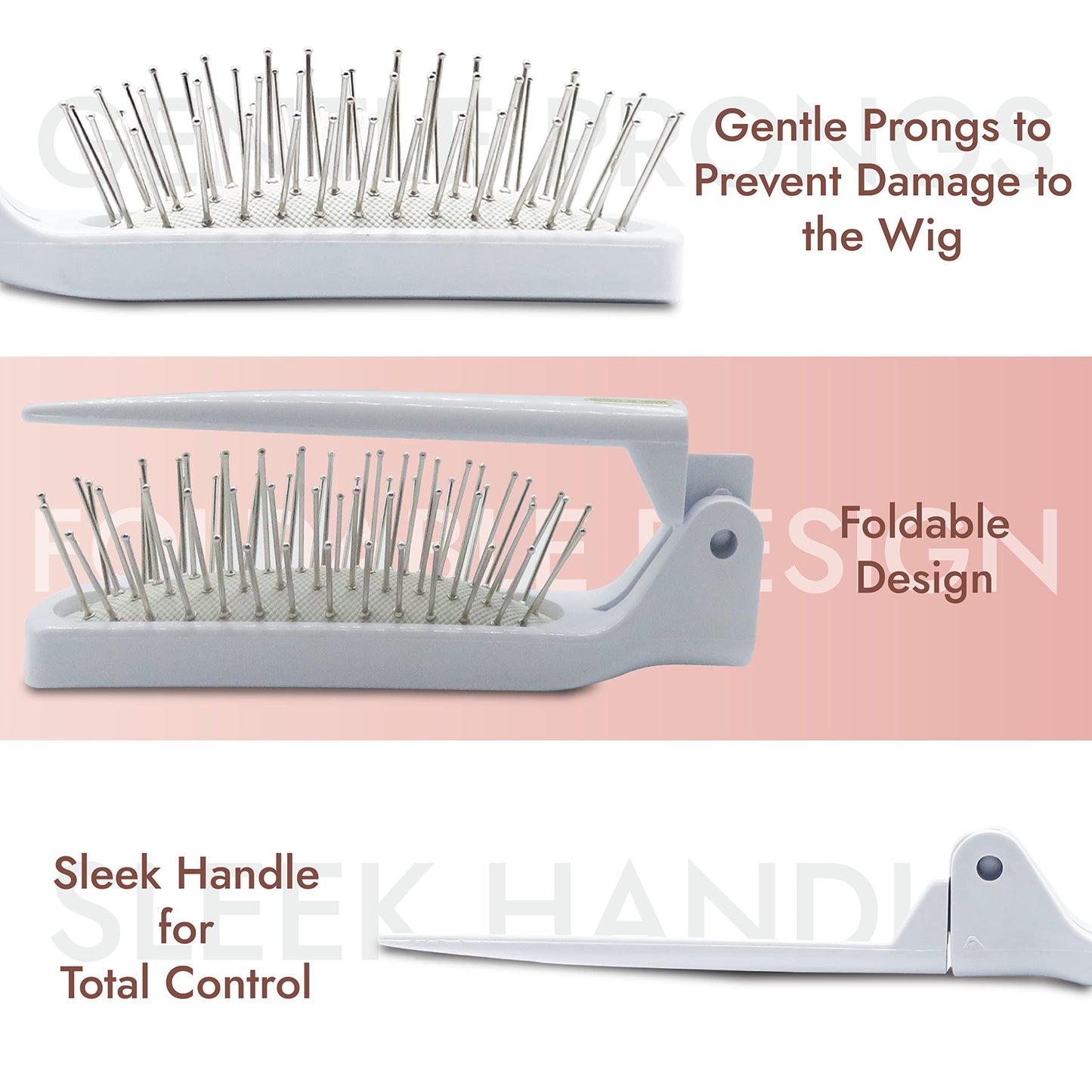 Foldable Wire Cushion Hair and Wig Brush -White- by Rene of Paris